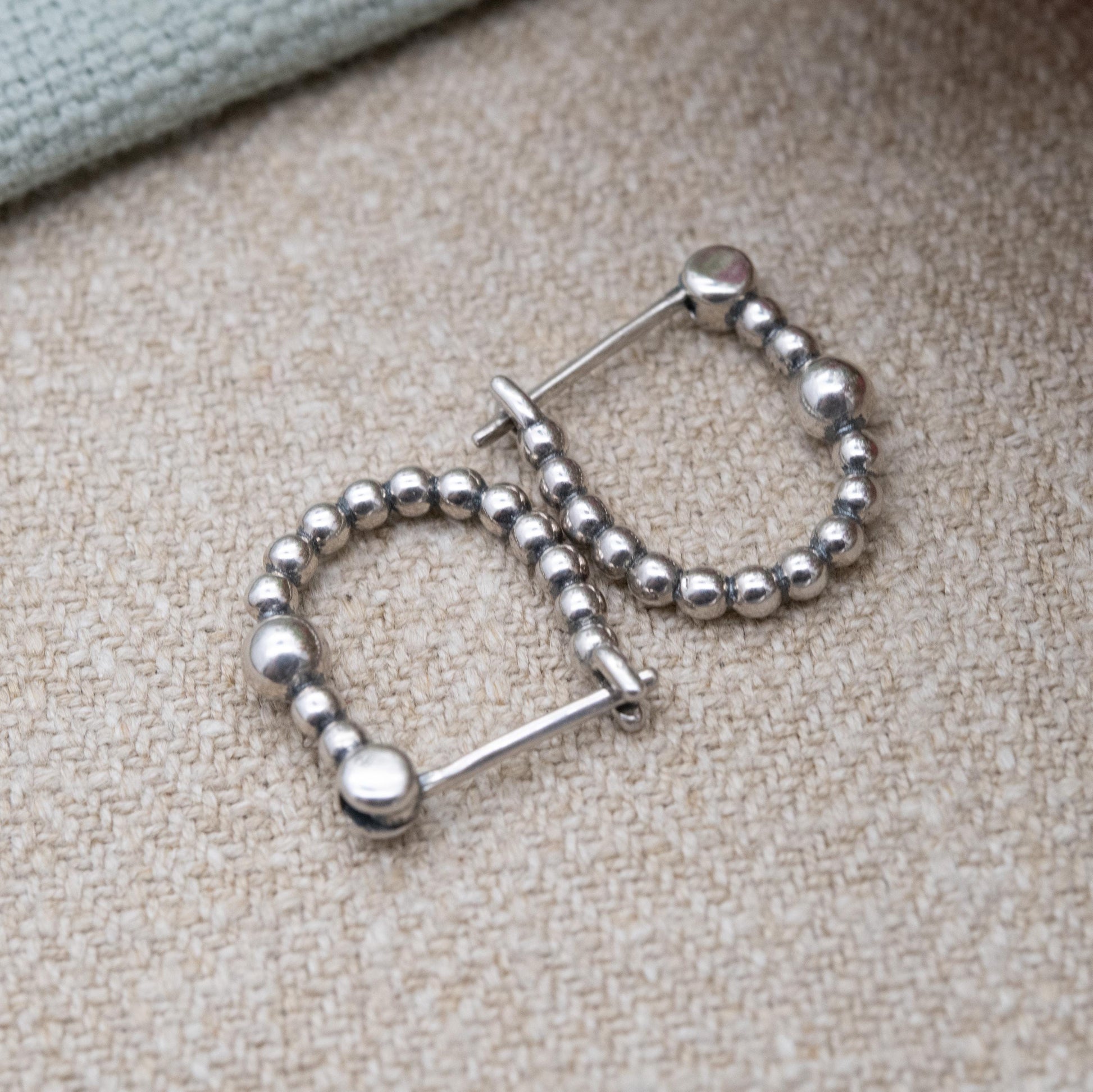 Pandora Sterling Silver Beaded Hoop Earrings - Everyday Designer Jewellery