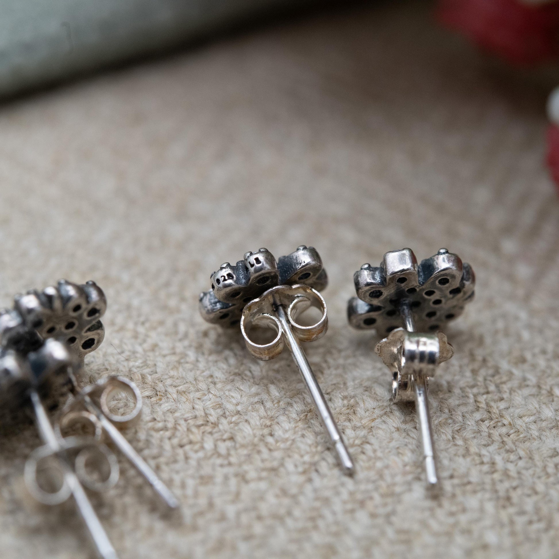 Pandora Sterling Silver Clear Stone Flower Stud Earrings - Designer Gift for Her