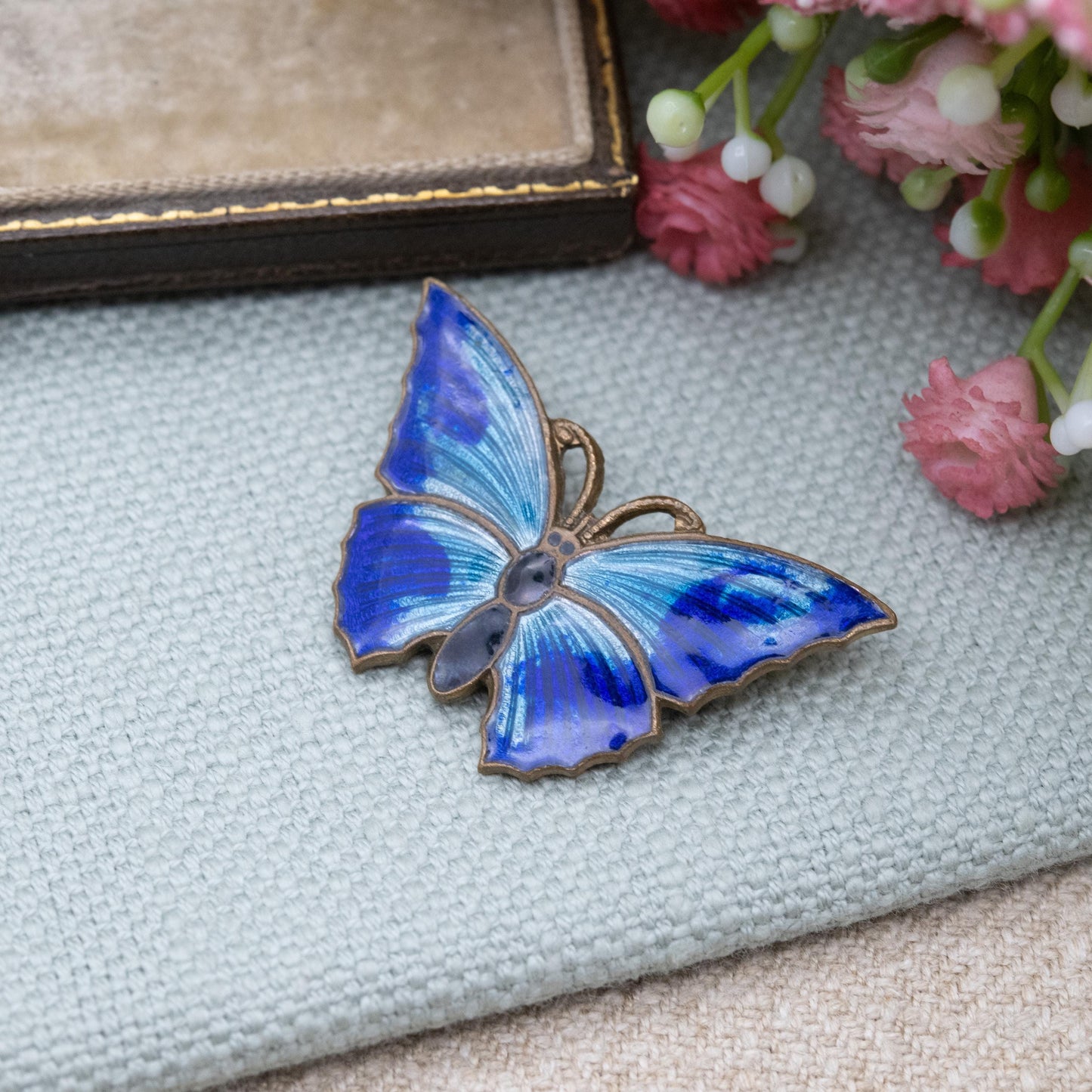 Antique Blue Enamel Butterfly Brooch c. 1930s - Collectable Insect Jewellery