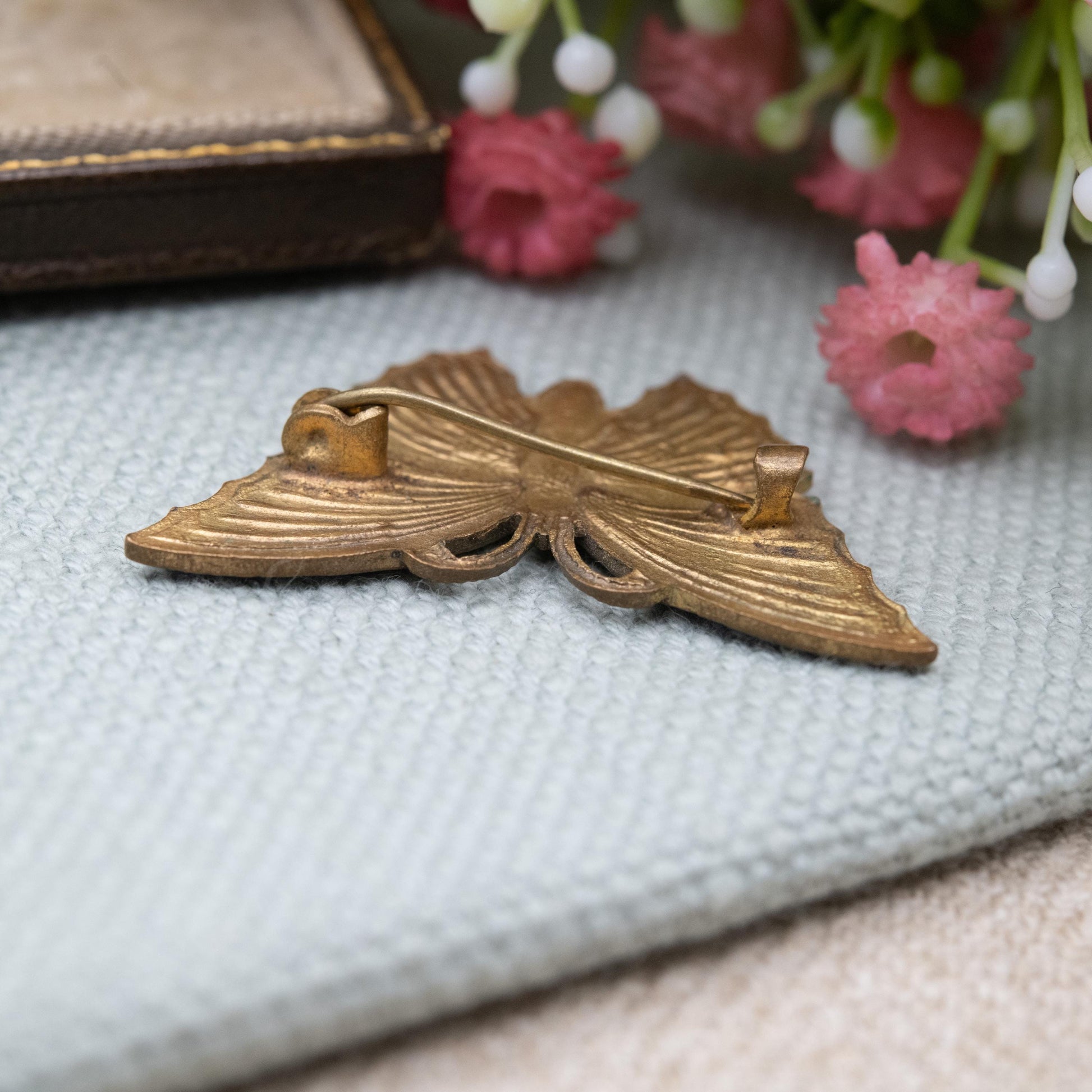 Antique Blue Enamel Butterfly Brooch c. 1930s - Collectable Insect Jewellery