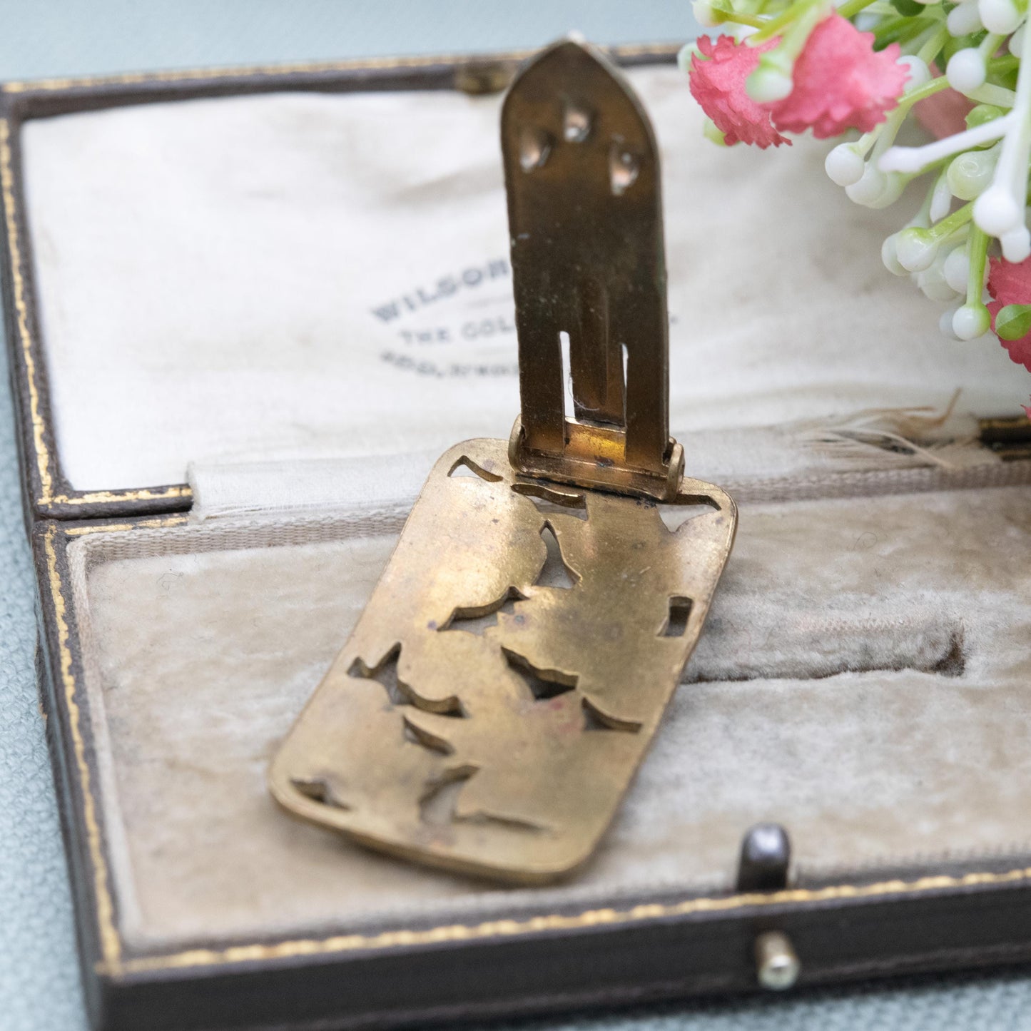 Vintage Art Deco Enamel Flowers Single Dress Clip c. 1930s