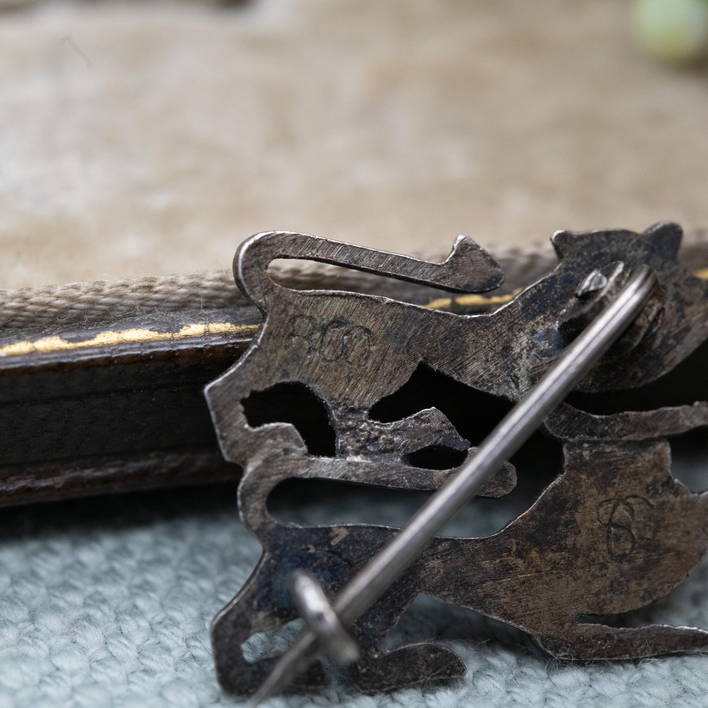 Antique Silver Normandy Lions Brooch - William the Conqueror Coat of Arms | Two Lions Passant