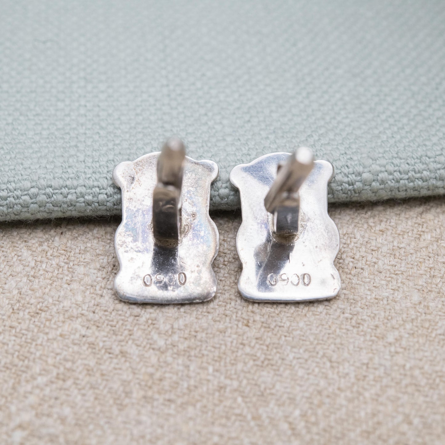 Vintage Silver Peruvian Figure Bullet Back Cufflinks - Textured Deity Character | Gift for Him