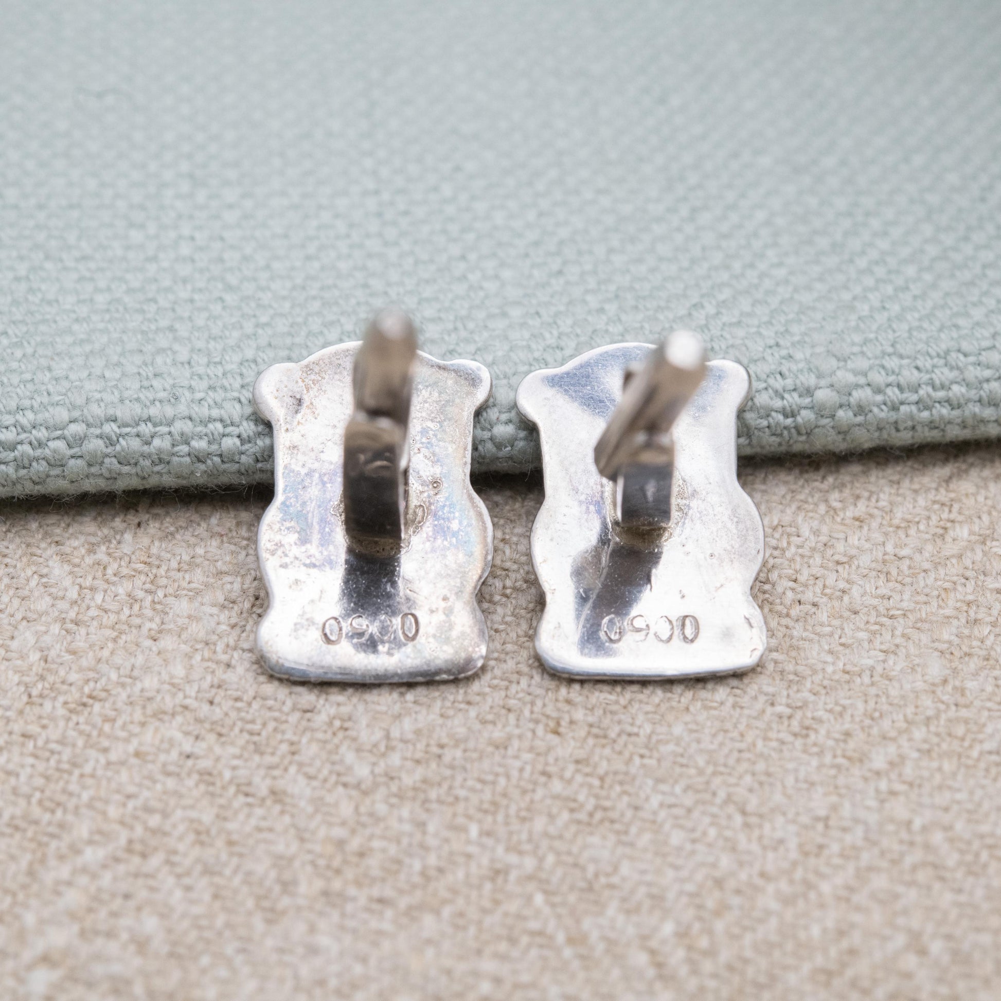 Vintage Silver Peruvian Figure Bullet Back Cufflinks - Textured Deity Character | Gift for Him