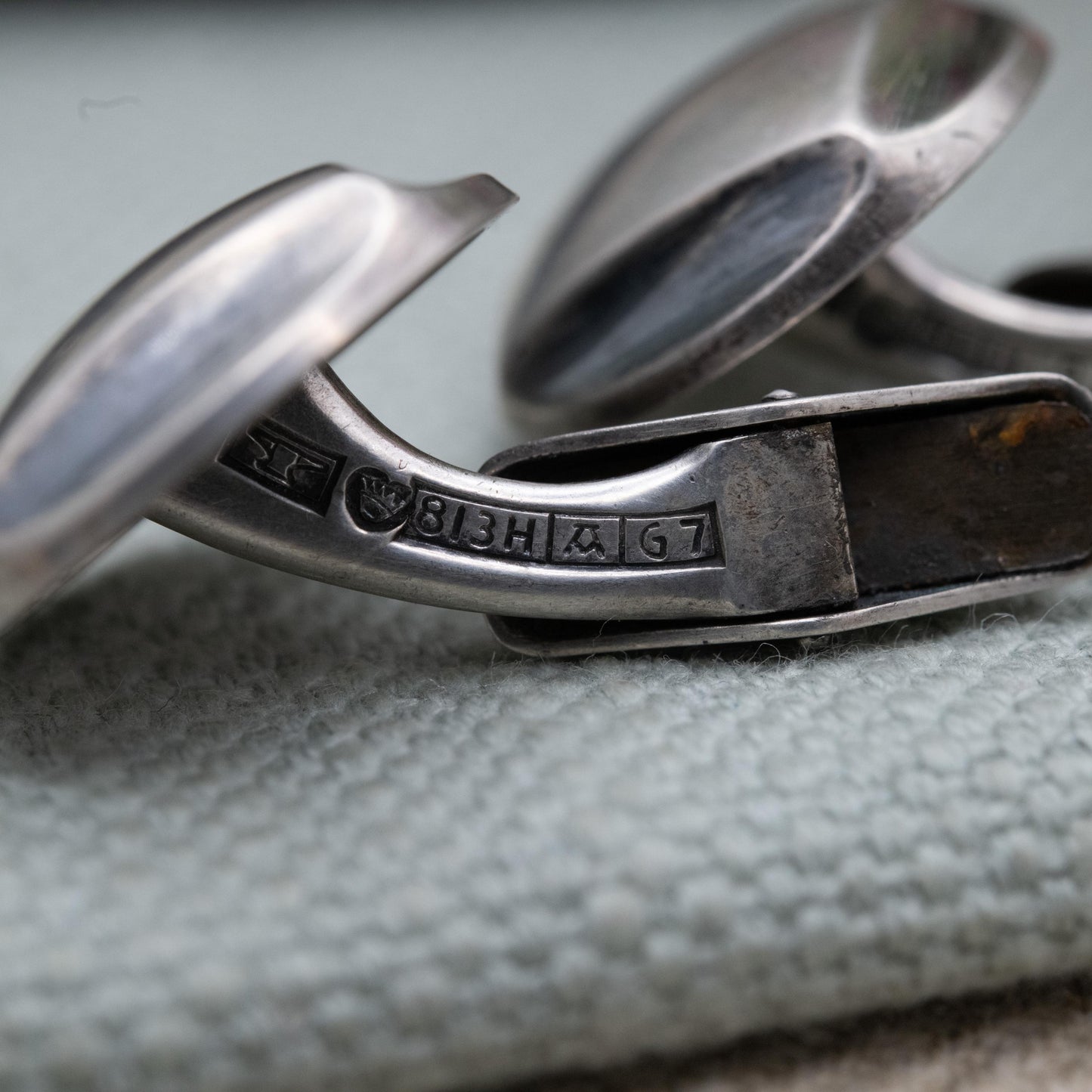 Vintage Finnish Silver Bullet Back Cufflinks by Tuntematon Okand Pori - Made in Finland Anvil Mark | Minimalist Round Square Design