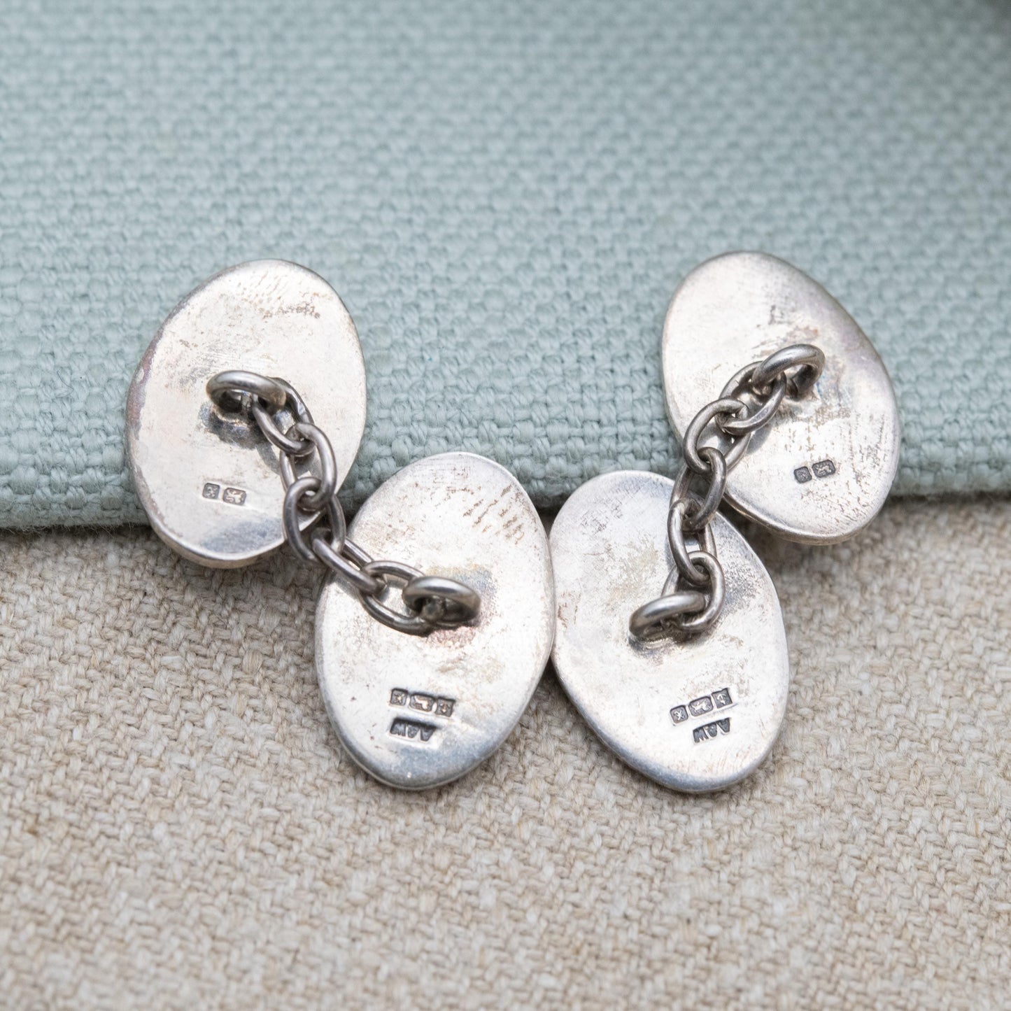 Vintage Sterling Silver Surreal Eyes Chain Link Cufflinks 1997 - Unusual Accessory Gift for Him