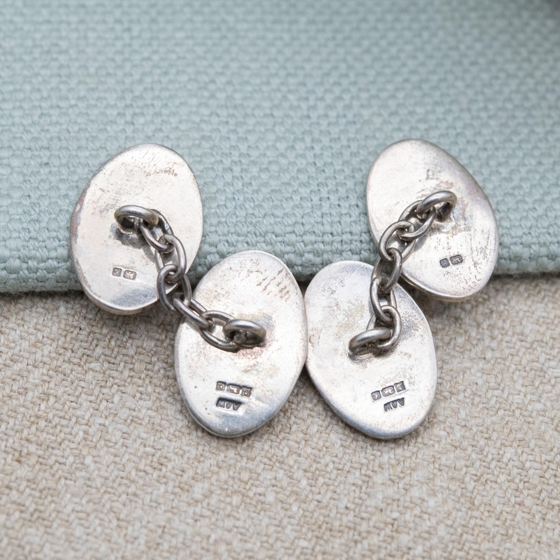 Vintage Sterling Silver Surreal Eyes Chain Link Cufflinks 1997 - Unusual Accessory Gift for Him