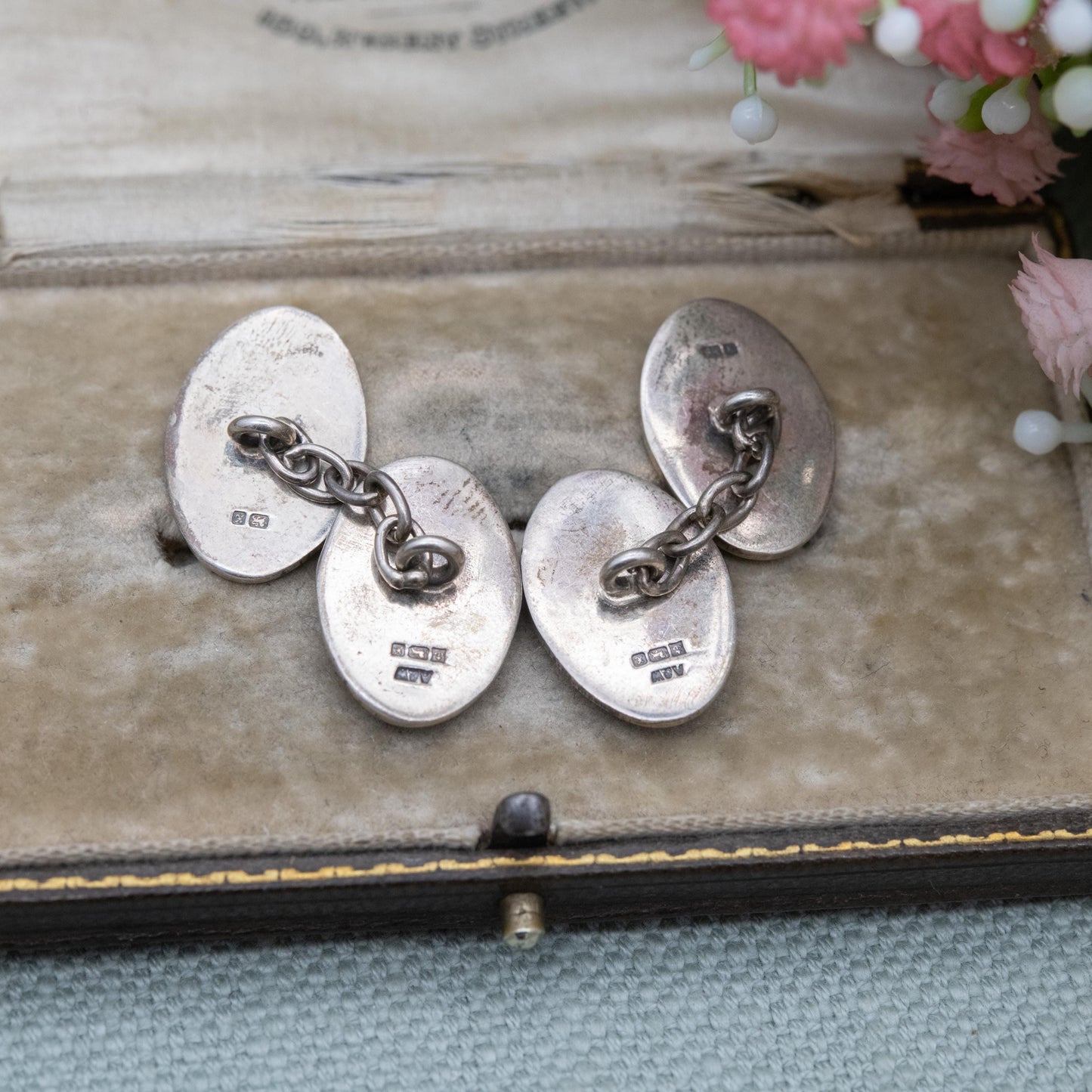 Vintage Sterling Silver Surreal Eyes Chain Link Cufflinks 1997 - Unusual Accessory Gift for Him