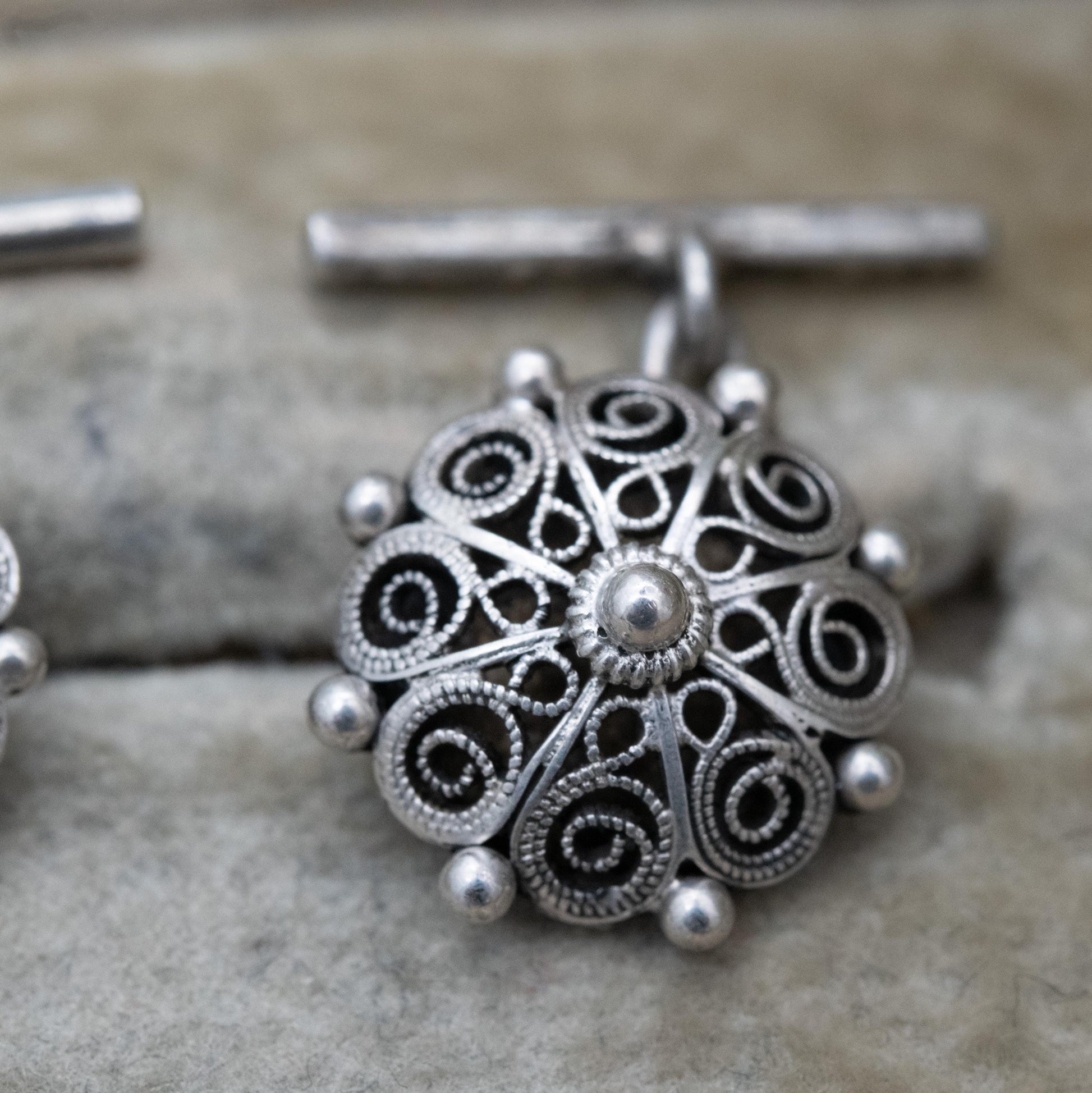 Vintage Scandinavian Silver Cannetille Chain Link Cufflinks 830S - Intricate Wire Work Design | Gift for Him