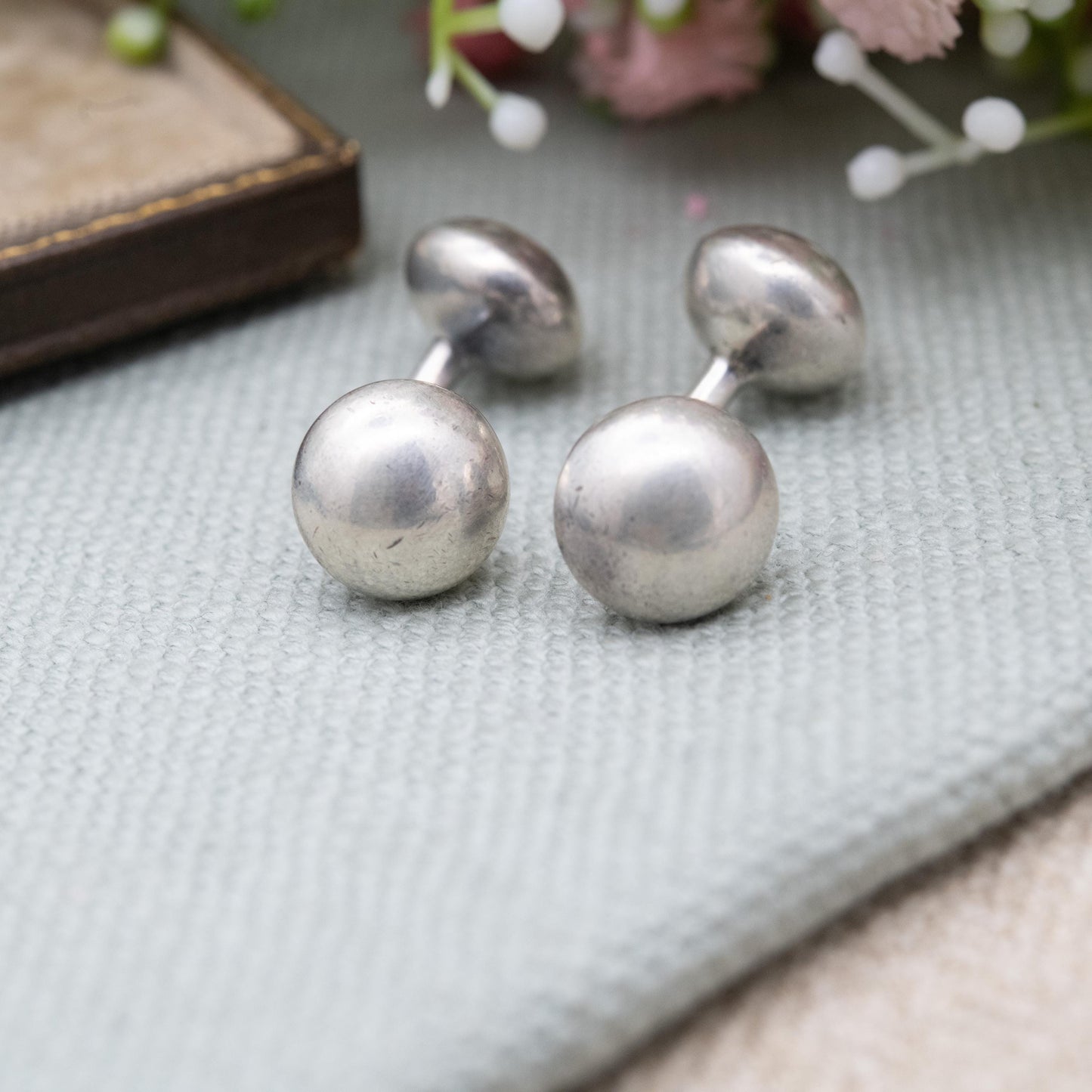 Vintage Links of London Sterling Silver Ball Cufflinks 2001 - Barbell Style | Ball and Bar Design | Designer Gift for Him