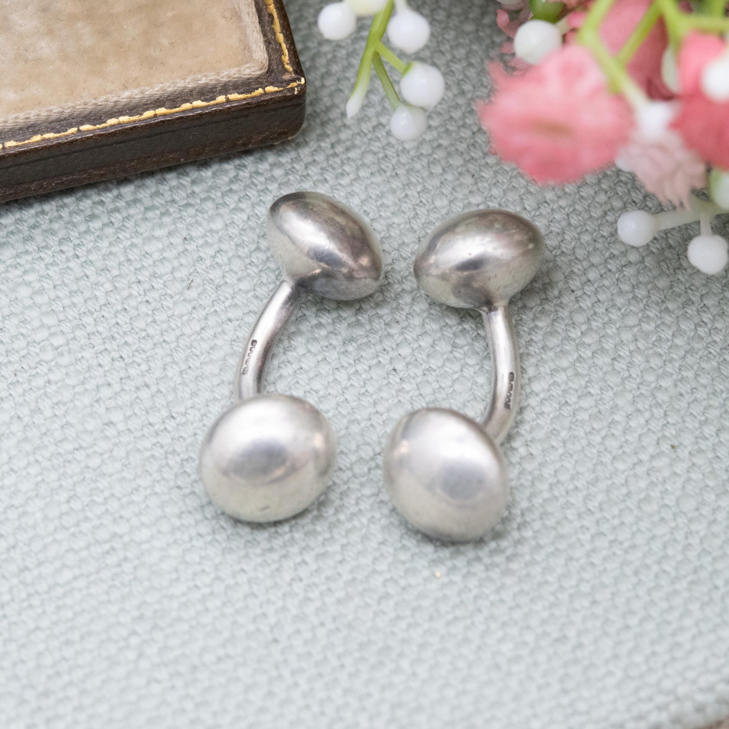 Vintage Links of London Sterling Silver Ball Cufflinks 2001 - Barbell Style | Ball and Bar Design | Designer Gift for Him