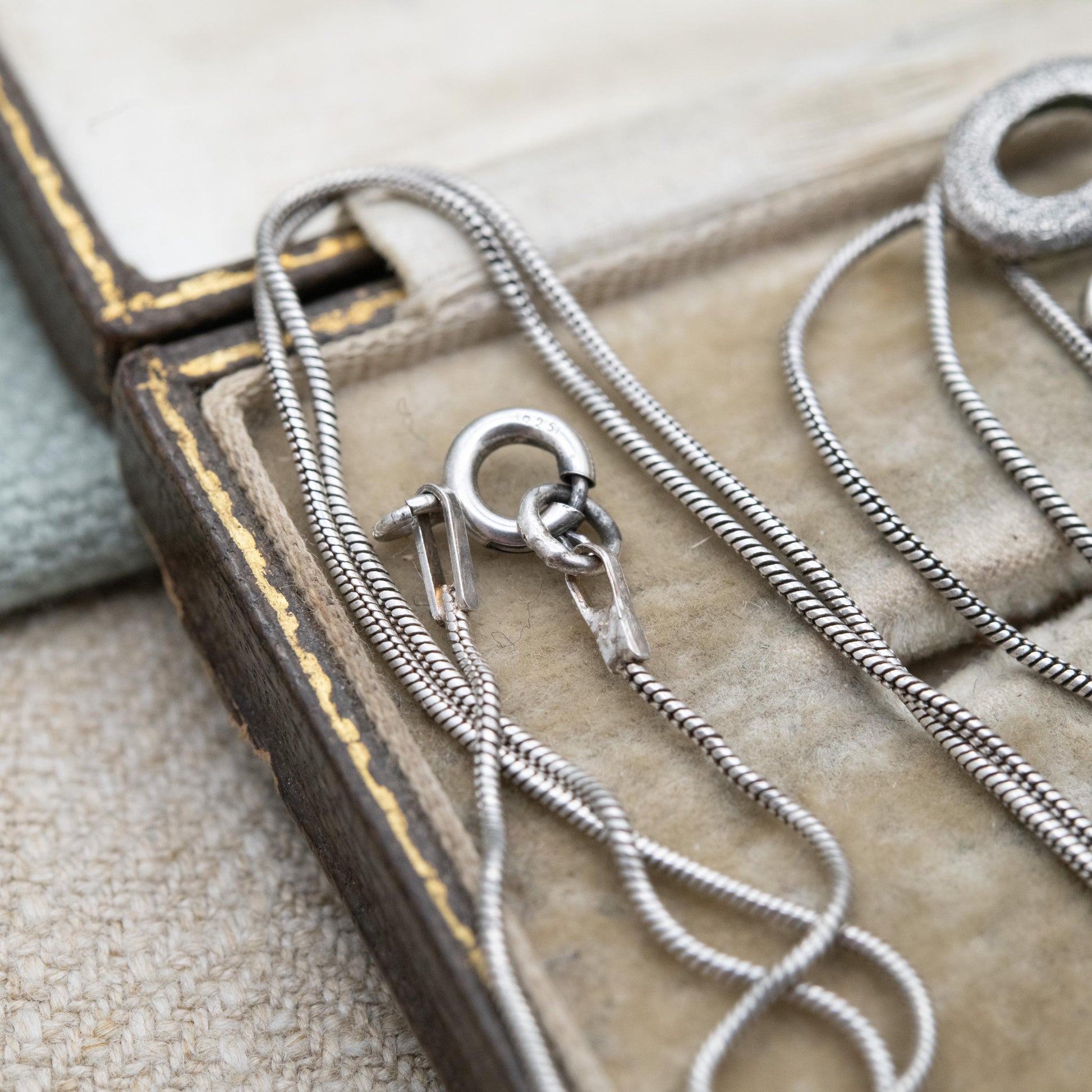 Sterling Silver Open Circles Pendant Necklace - Snake Link Chain | Textured Minimalist Design | Gift for Her