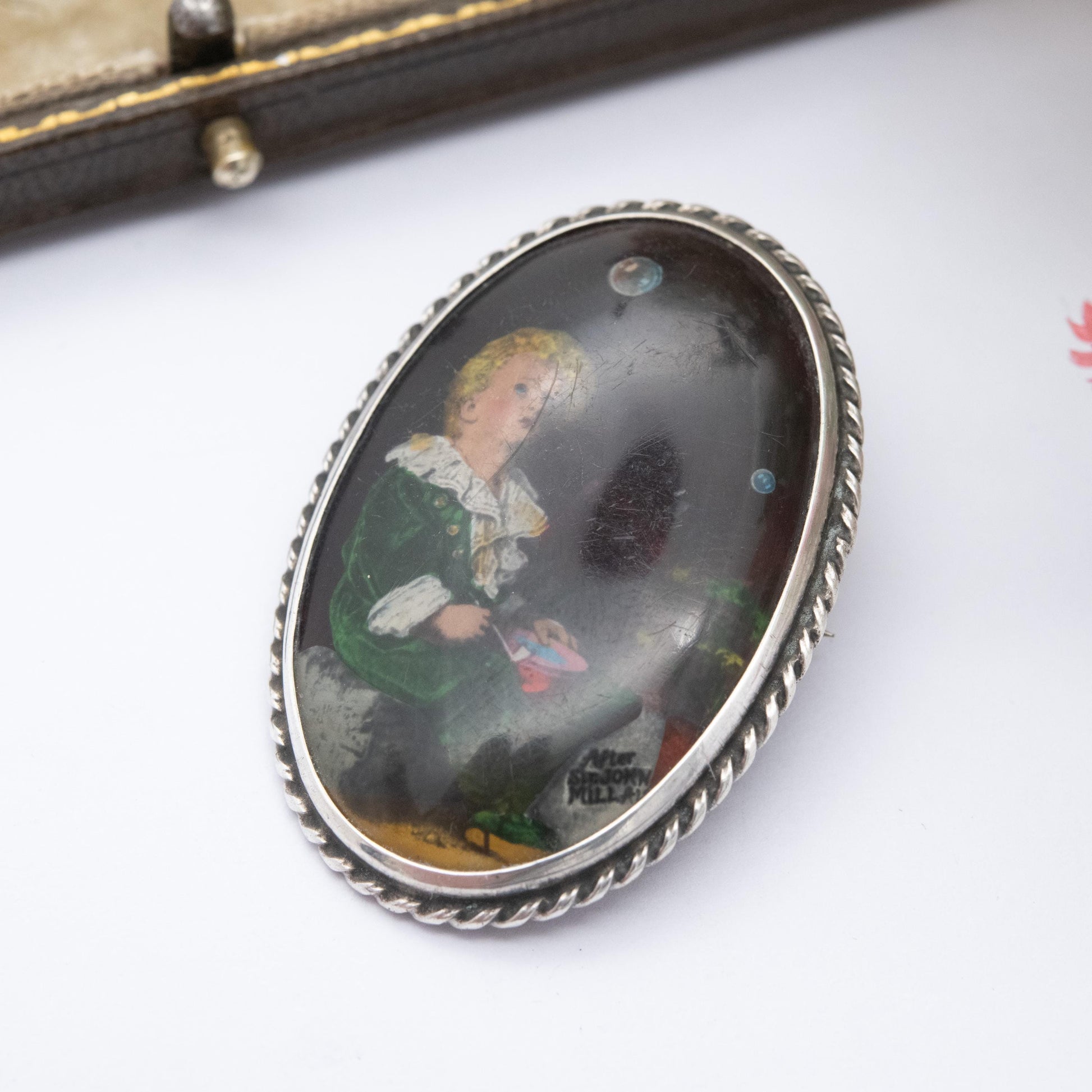 True Vintage Sterling Silver Miniature Portrait Brooch of Bubbles by John Everett - Made in England | Collectable Gift