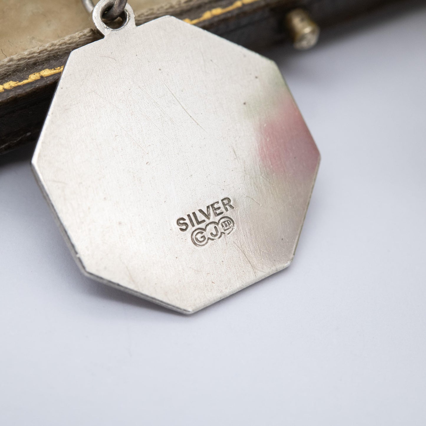 Vintage Georg Jensen Sterling Silver St. Christopher Pendant - Embossed Relief | Geometric Octagon Border | Saint of Travelling