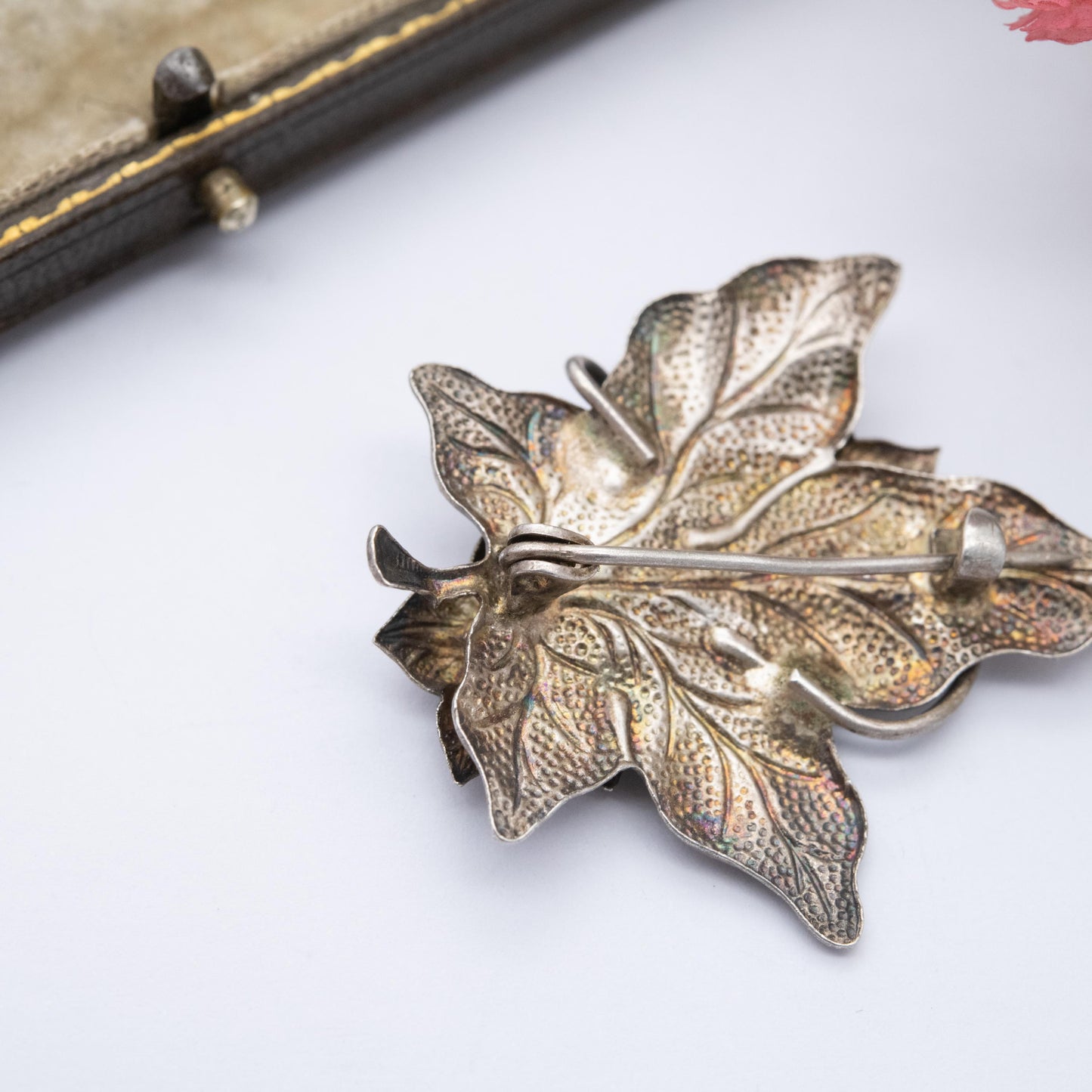Vintage Sterling Silver Flower and Leaf Brooch - Mid-Century Floral Jewellery | Nature Lover | Gift for Her