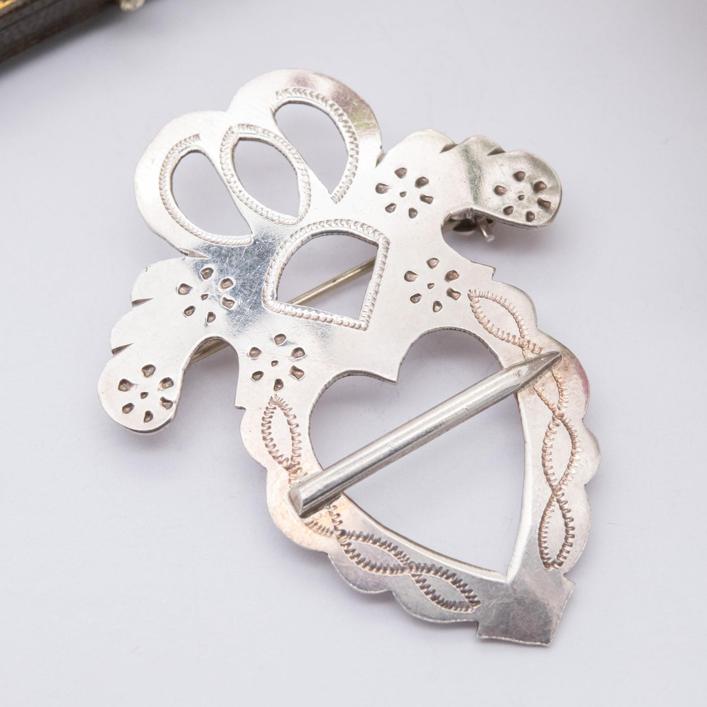 Vintage Sterling Silver Swedish Traditional Dress Belt Buckle - Love Heart Accessory