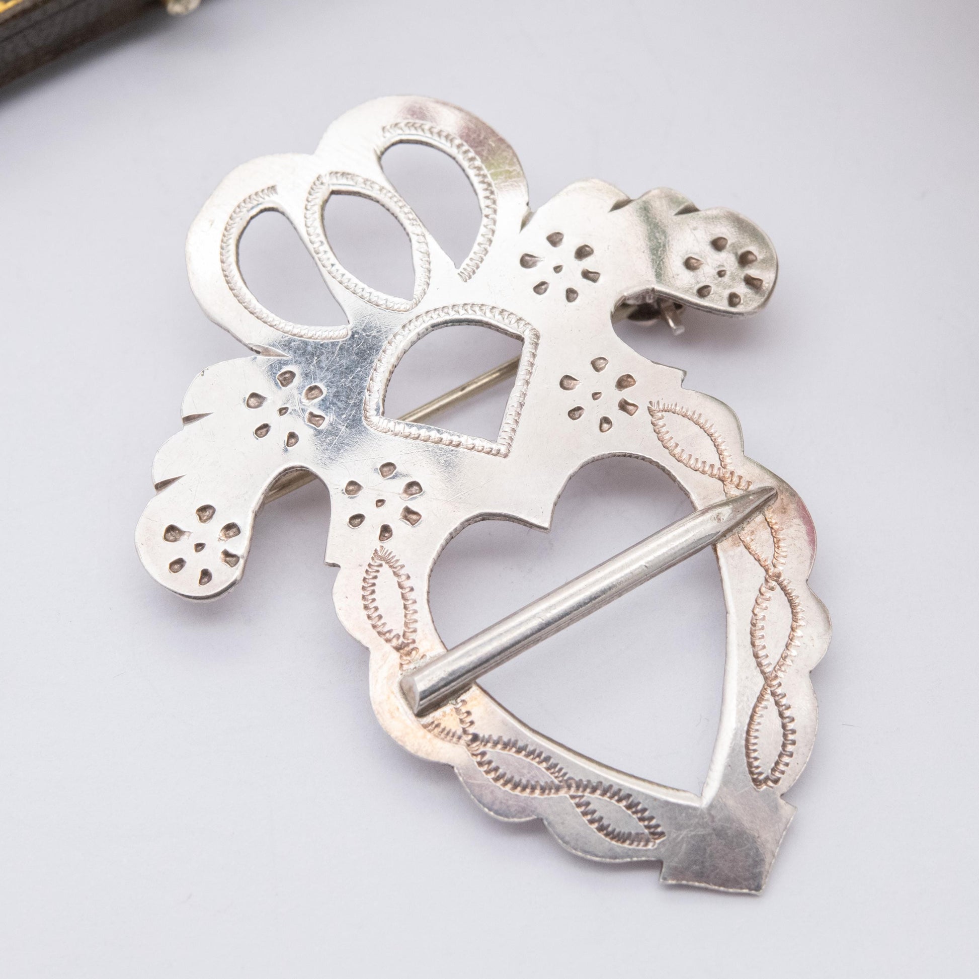 Vintage Sterling Silver Swedish Traditional Dress Belt Buckle - Love Heart Accessory