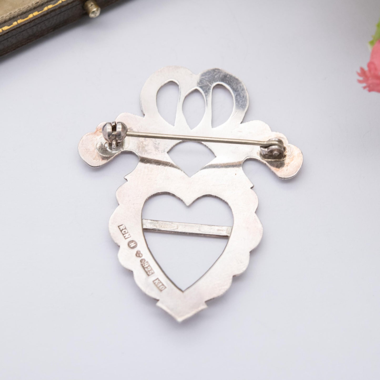 Vintage Sterling Silver Swedish Traditional Dress Belt Buckle - Love Heart Accessory