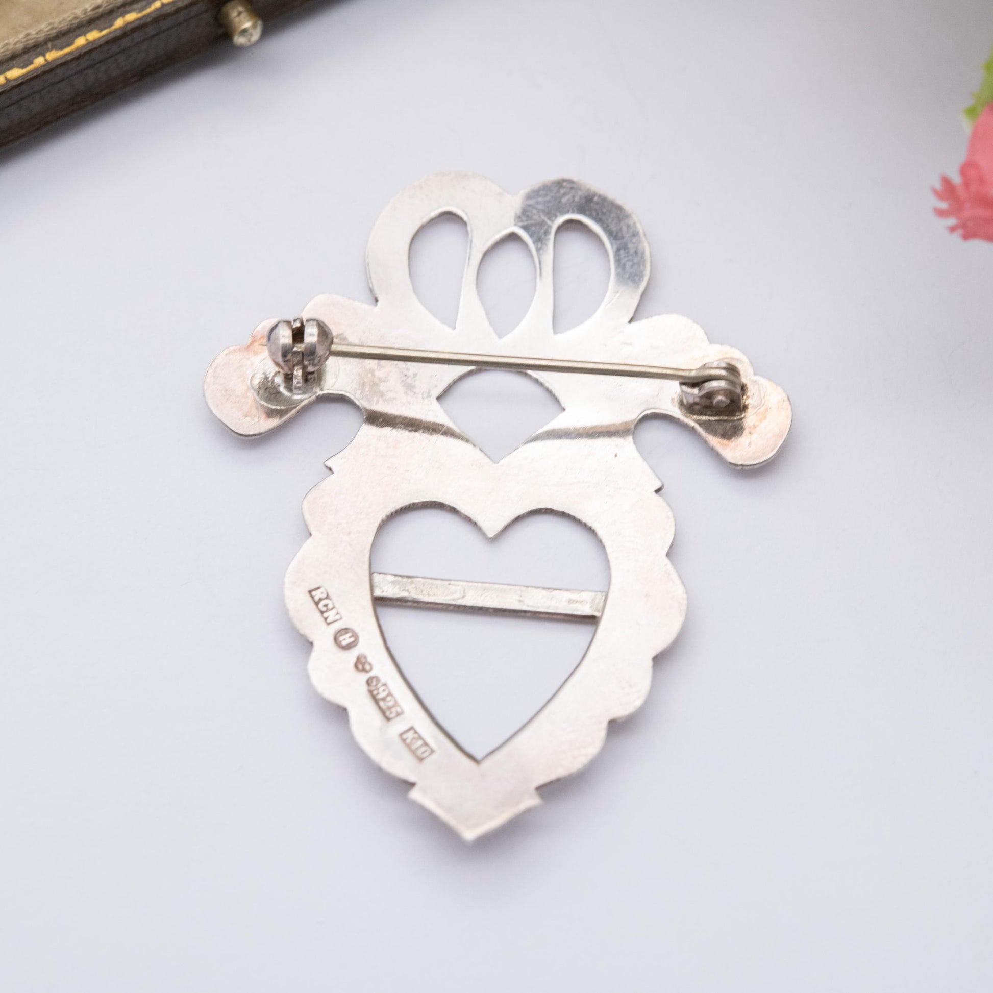 Vintage Sterling Silver Swedish Traditional Dress Belt Buckle - Love Heart Accessory