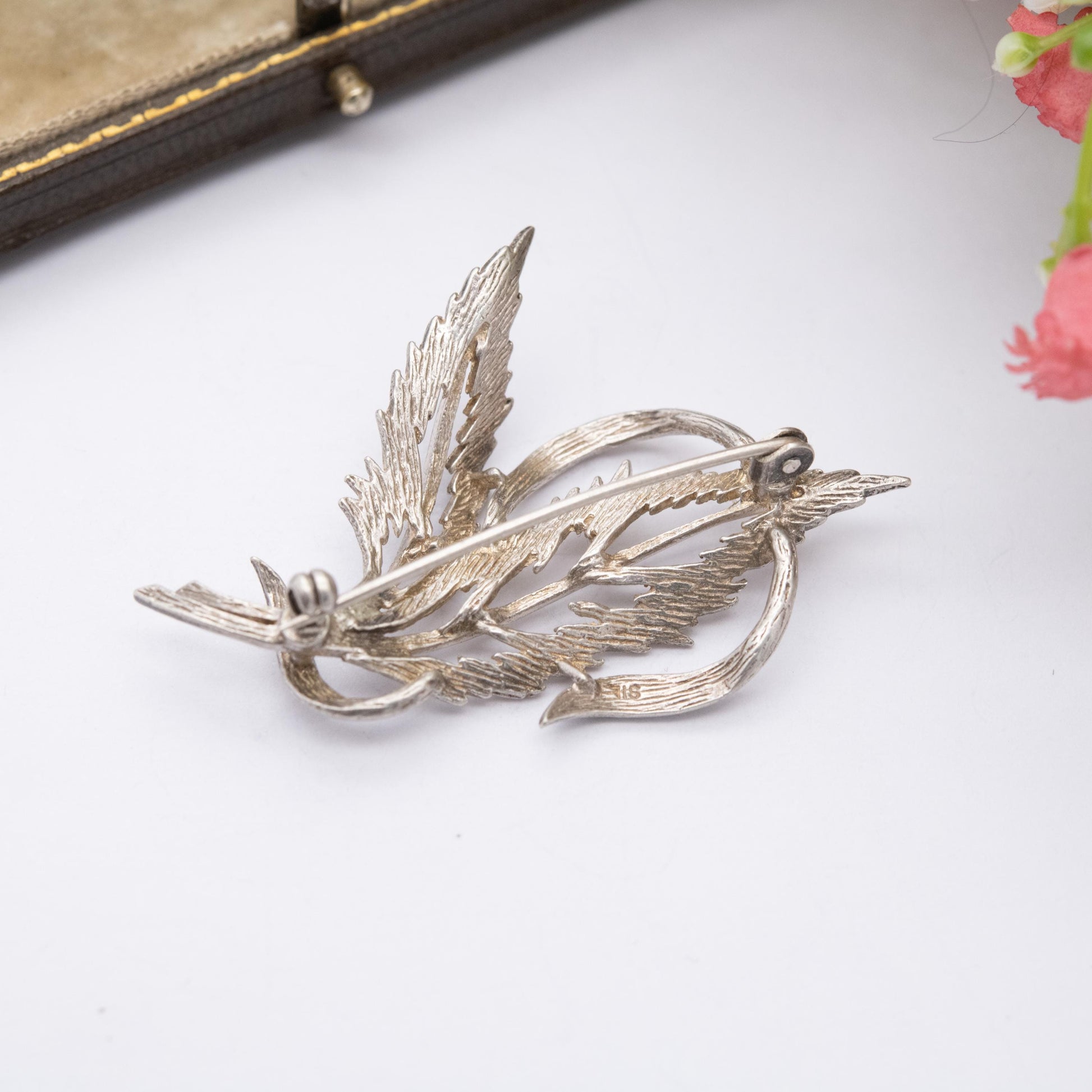 Vintage Sterling Silver Leaf Brooch - Mid-Century Floral Jewellery | Gift for Nature Lover