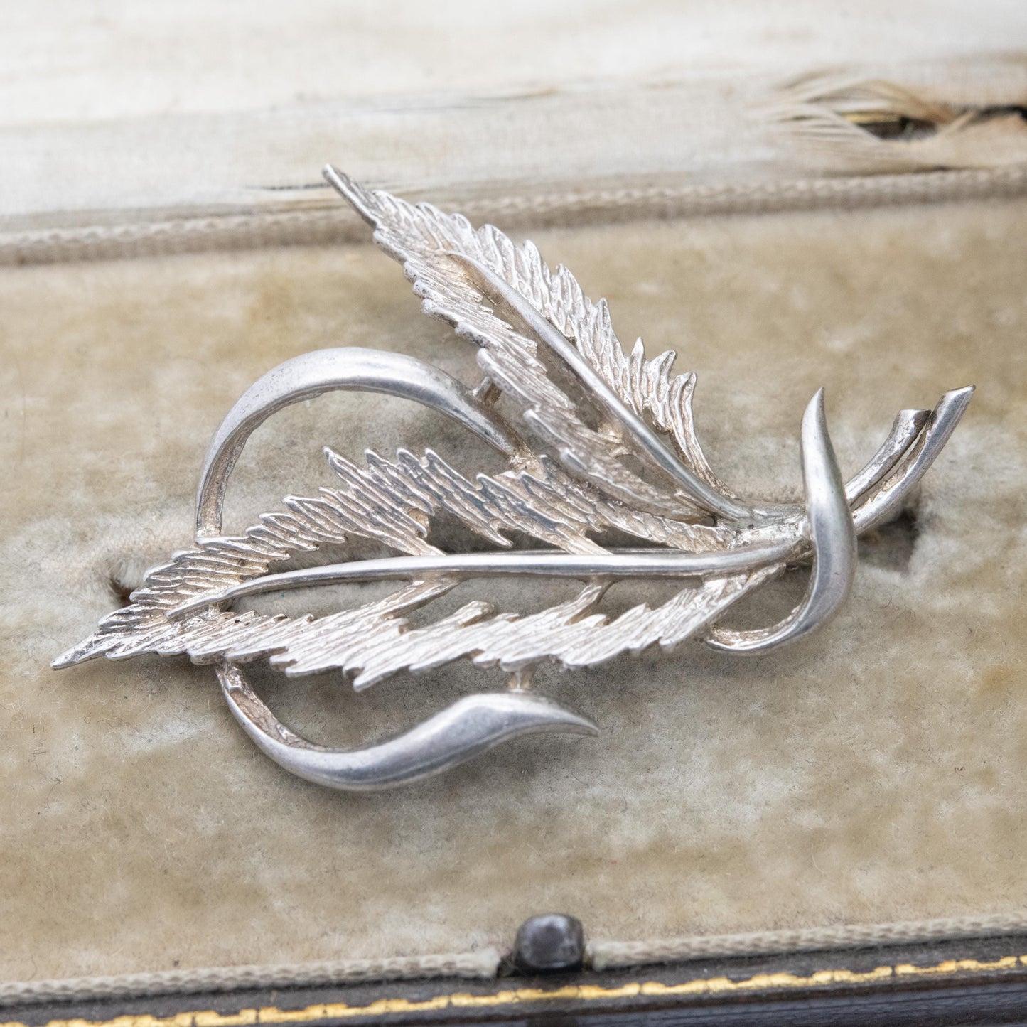 Vintage Sterling Silver Leaf Brooch - Mid-Century Floral Jewellery | Gift for Nature Lover