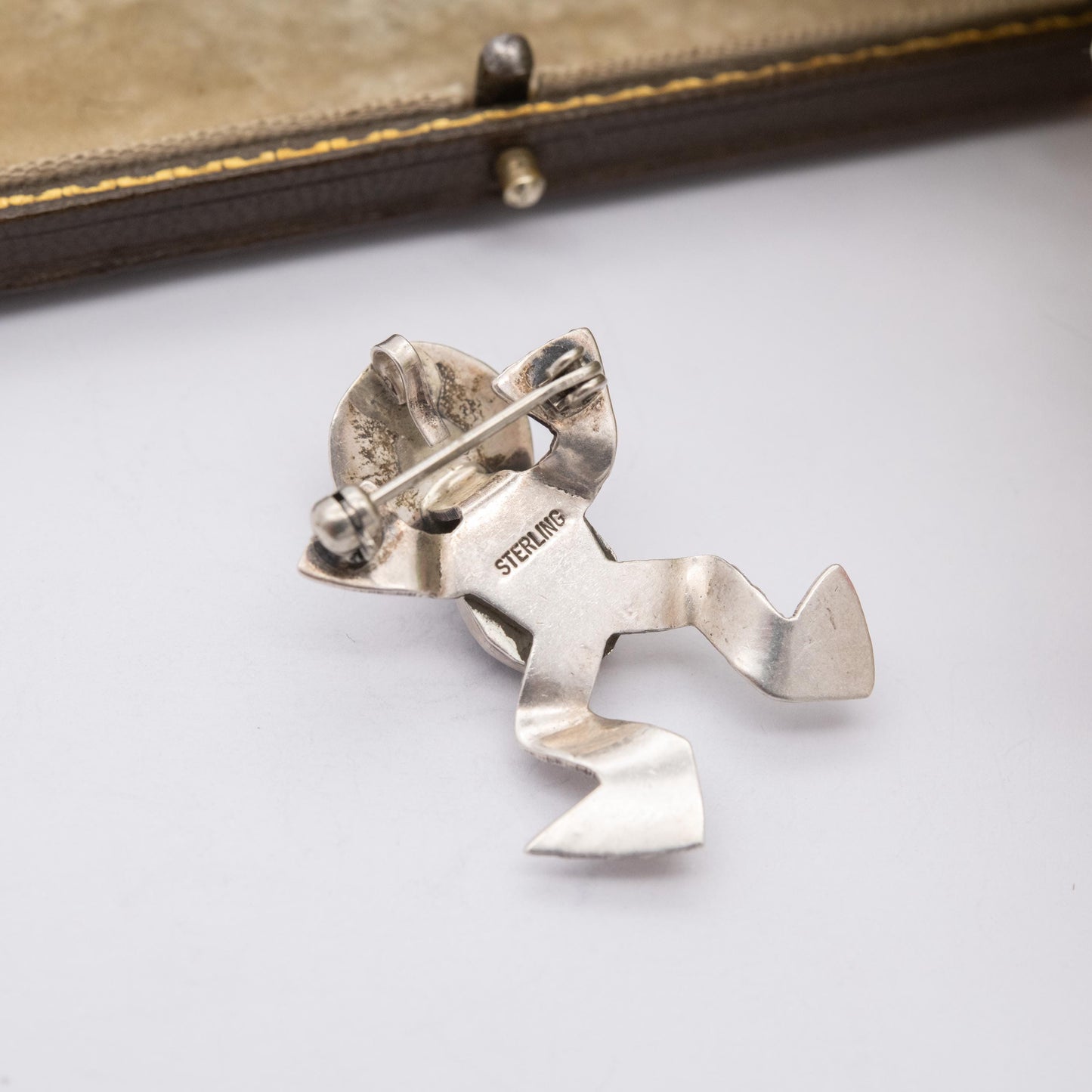 Vintage Navajo Sterling Silver Onyx Frog Brooch Pendant - Cute Frog Jewellery | South Western | Gift for Animal Lover