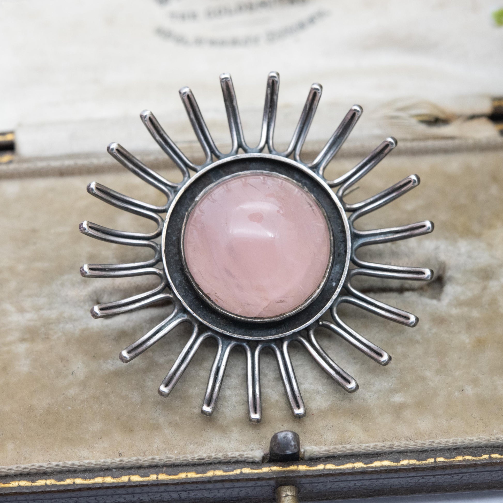 Vintage Scandinavian 835 Silver Rose Quartz Flower Brooch - Nice Quality Pink Gemstone | Gift for Her