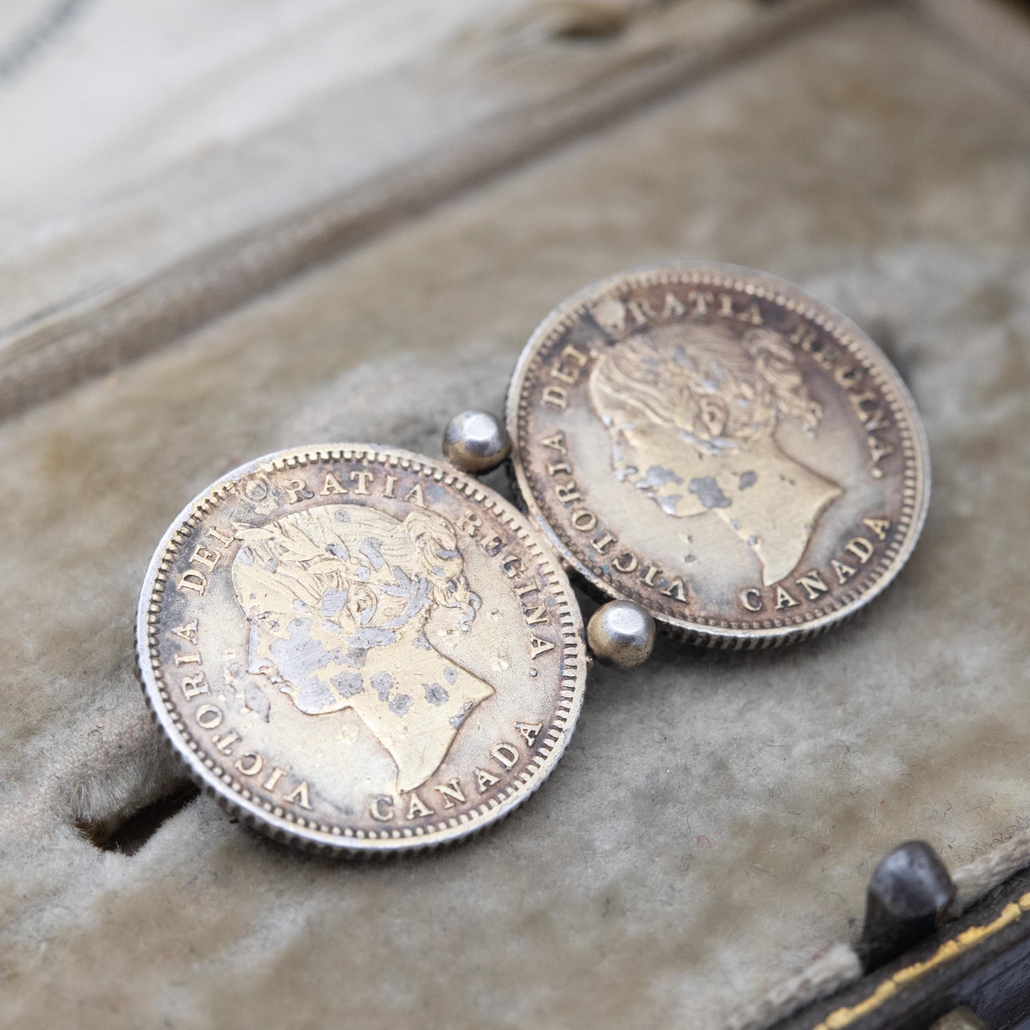Antique Sterling Silver and Gold Plated Canadian 10 Cents Coin Brooch with Coins - 1882 Young Victoria Head | Collectable Jewellery