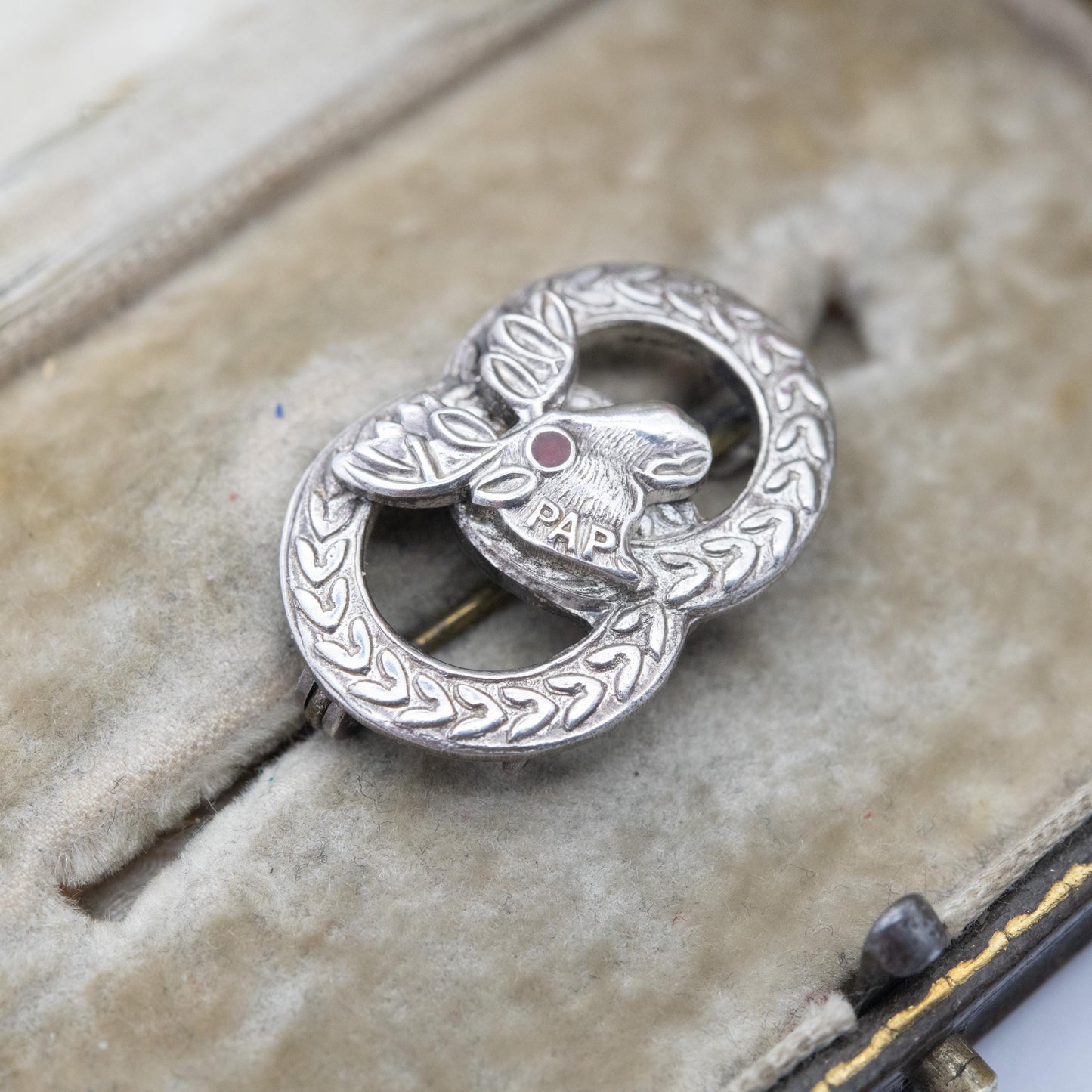 Vintage Sterling Silver and Red Stone Loyal Order of Moose Brooch PAP 1969 - Purity Aid and Progress | American Fraternity Pin