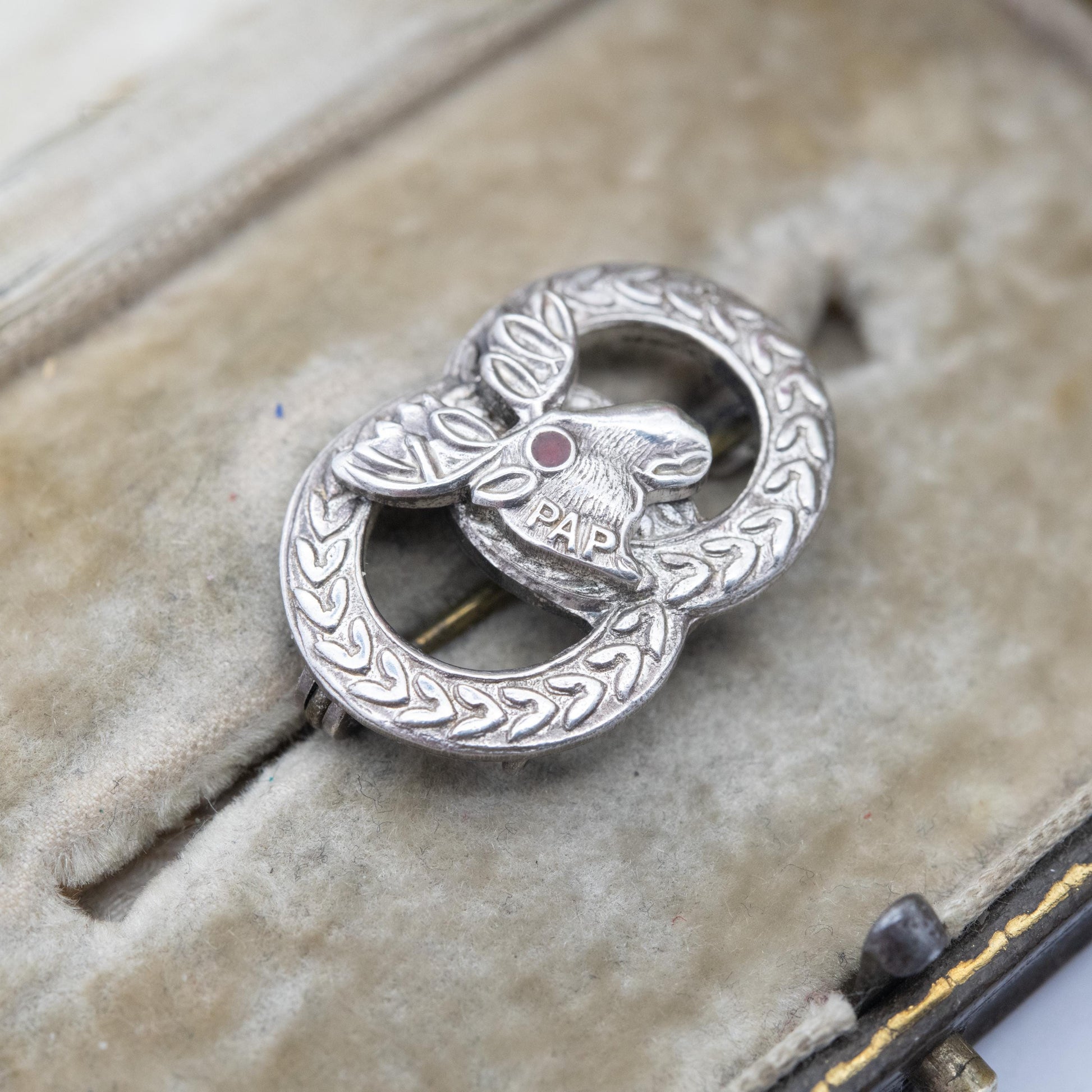 Vintage Sterling Silver and Red Stone Loyal Order of Moose Brooch PAP 1969 - Purity Aid and Progress | American Fraternity Pin