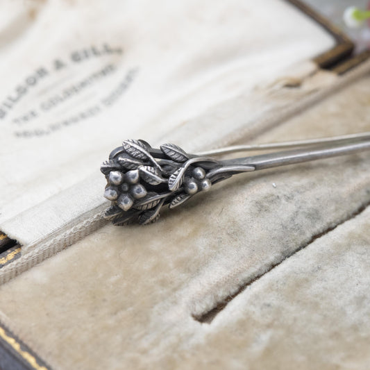 Antique Edwardian Sterling Silver Flower Pin c. 1900s