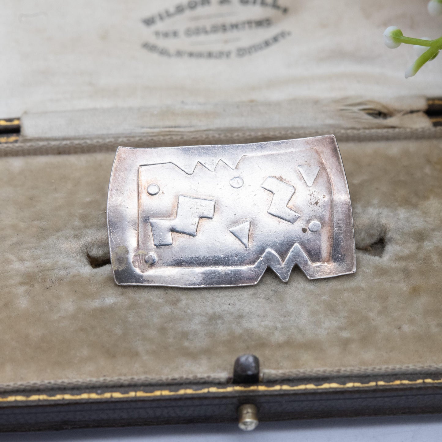 Vintage Mesoamerican Sterling Silver Brooch - Modernist Mexican Geometric Design | Souvenir Gift