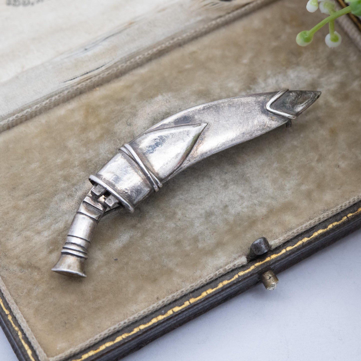 Vintage Silver Gurkha Khukuri Brooch - Nepalese Traditional Knife | British Armed Forces Tie Pin