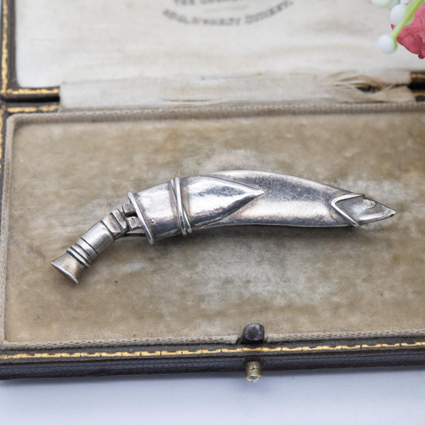Vintage Silver Gurkha Khukuri Brooch - Nepalese Traditional Knife | British Armed Forces Tie Pin