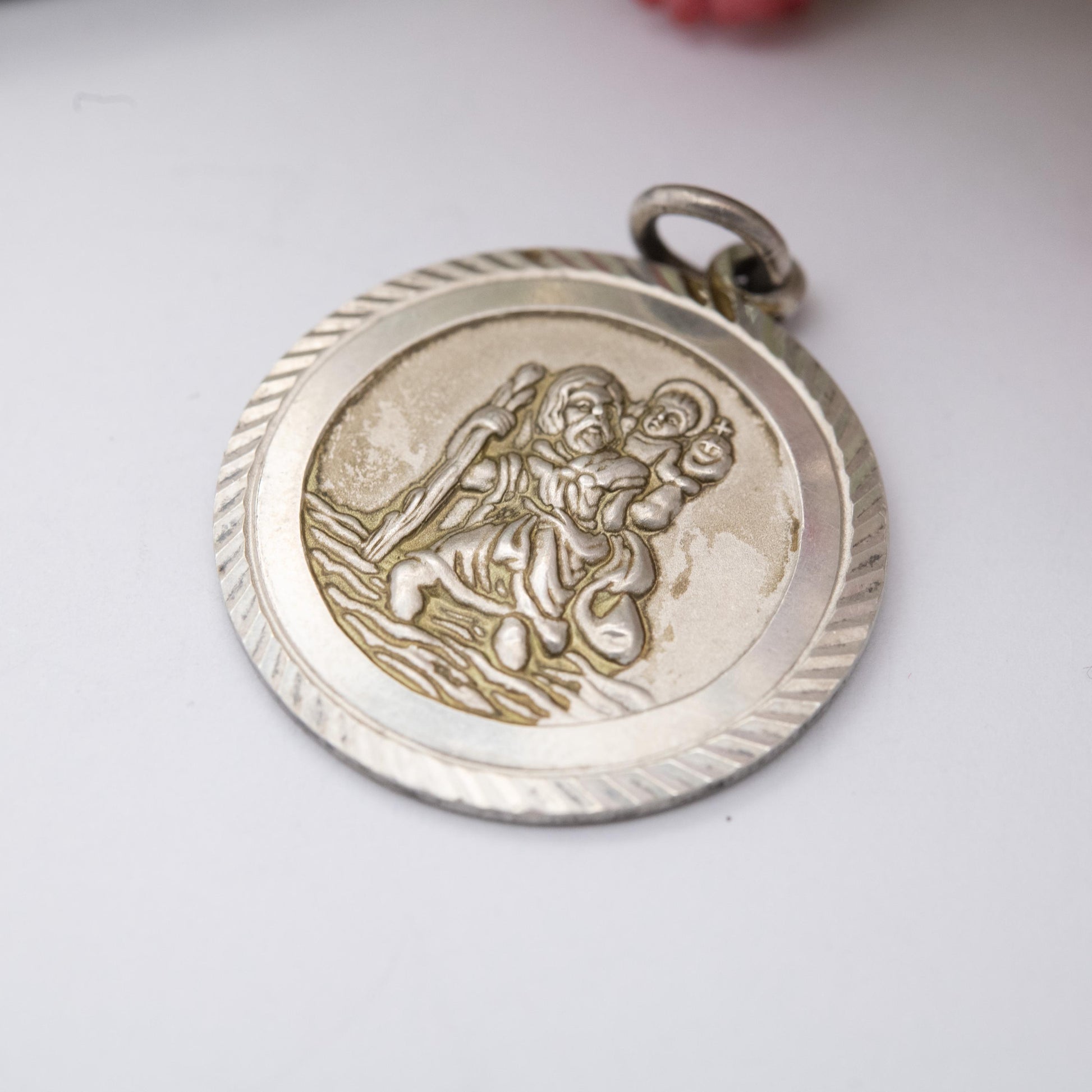 Vintage Georg Jensen Sterling Silver St. Christopher Pendant - Saint of Travelling | Textured Raised Relief