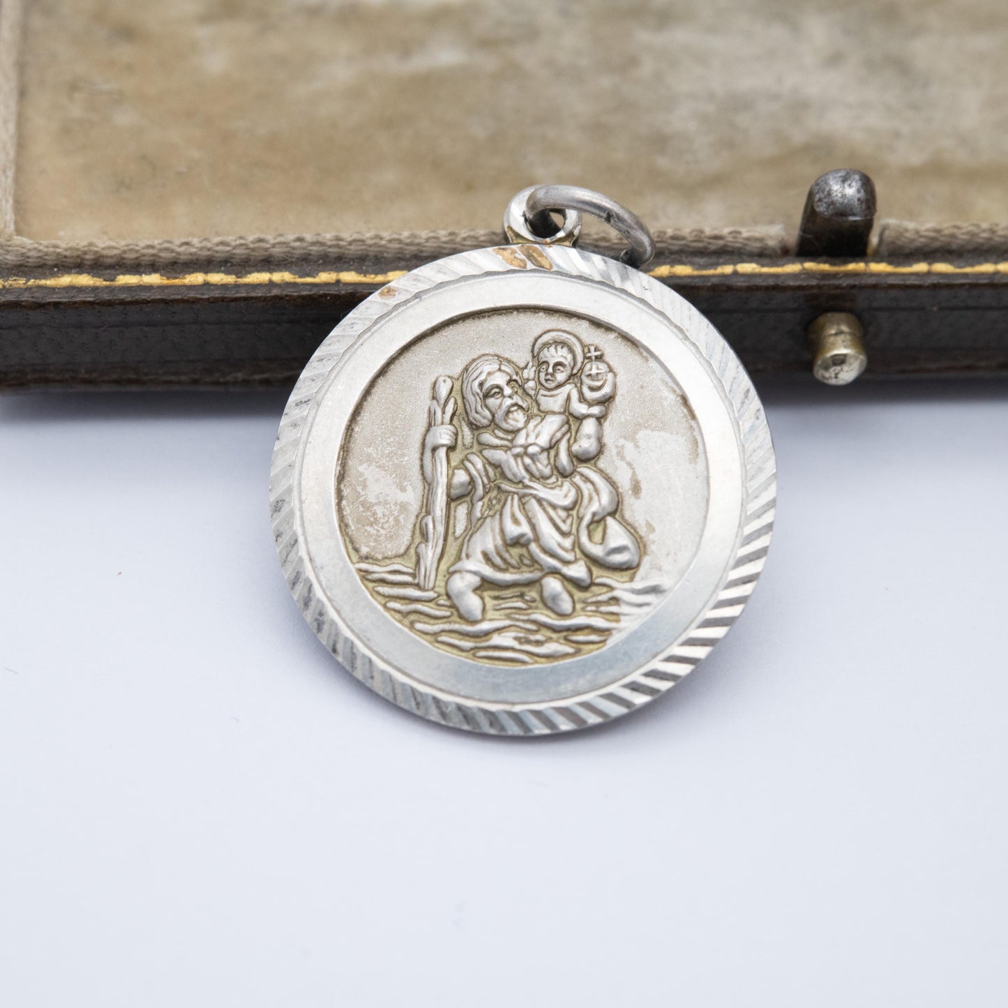 Vintage Georg Jensen Sterling Silver St. Christopher Pendant - Saint of Travelling | Textured Raised Relief