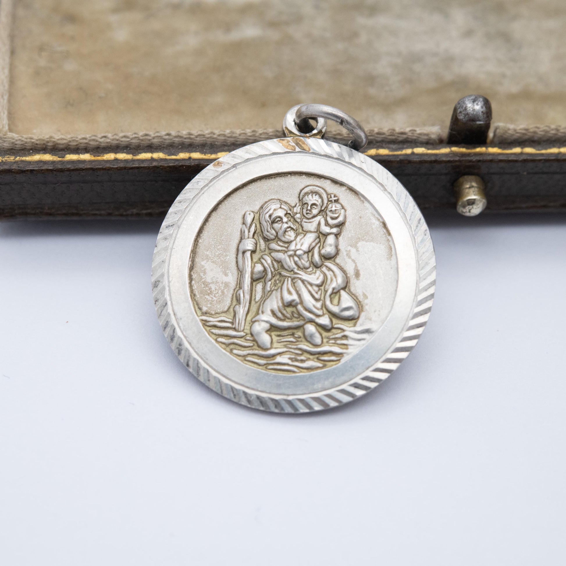 Vintage Georg Jensen Sterling Silver St. Christopher Pendant - Saint of Travelling | Textured Raised Relief