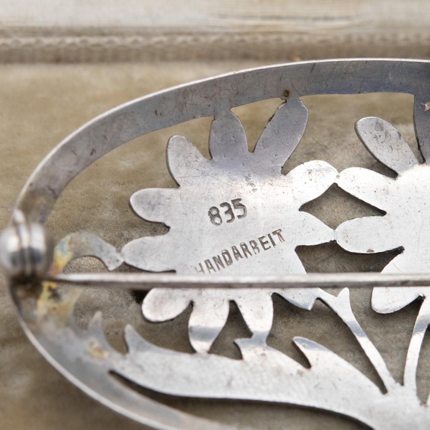 Vintage Handmade German Silver Flower Brooch - Germany Jewellery Handarbeit | Mid-Century Design | Solid .835 Silver
