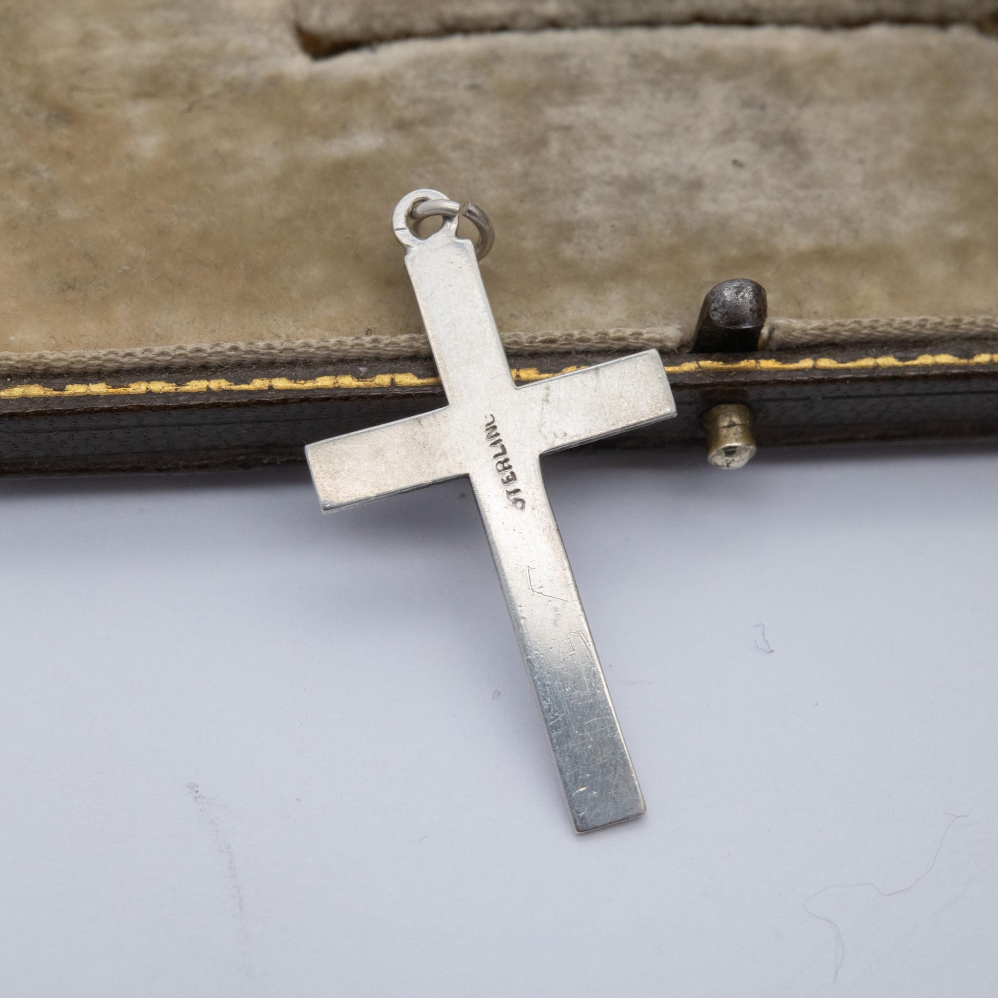 Vintage Sterling Silver Cross Pendant - Etched Scrolling Pattern Design | Christian Pendant Gift for Baptism Christening