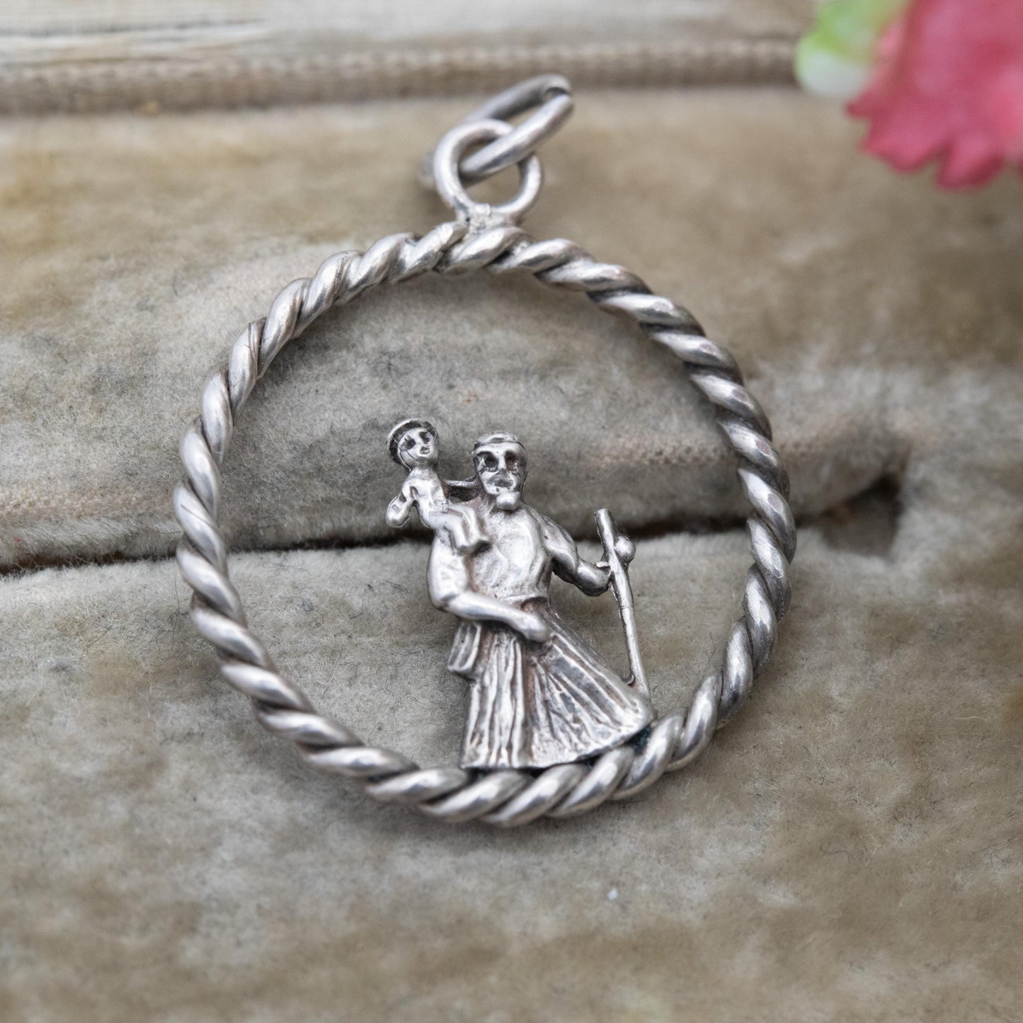 Vintage Sterling Silver St. Christopher Pendant - Openwork Saint of Travelling | Religious Jewellery