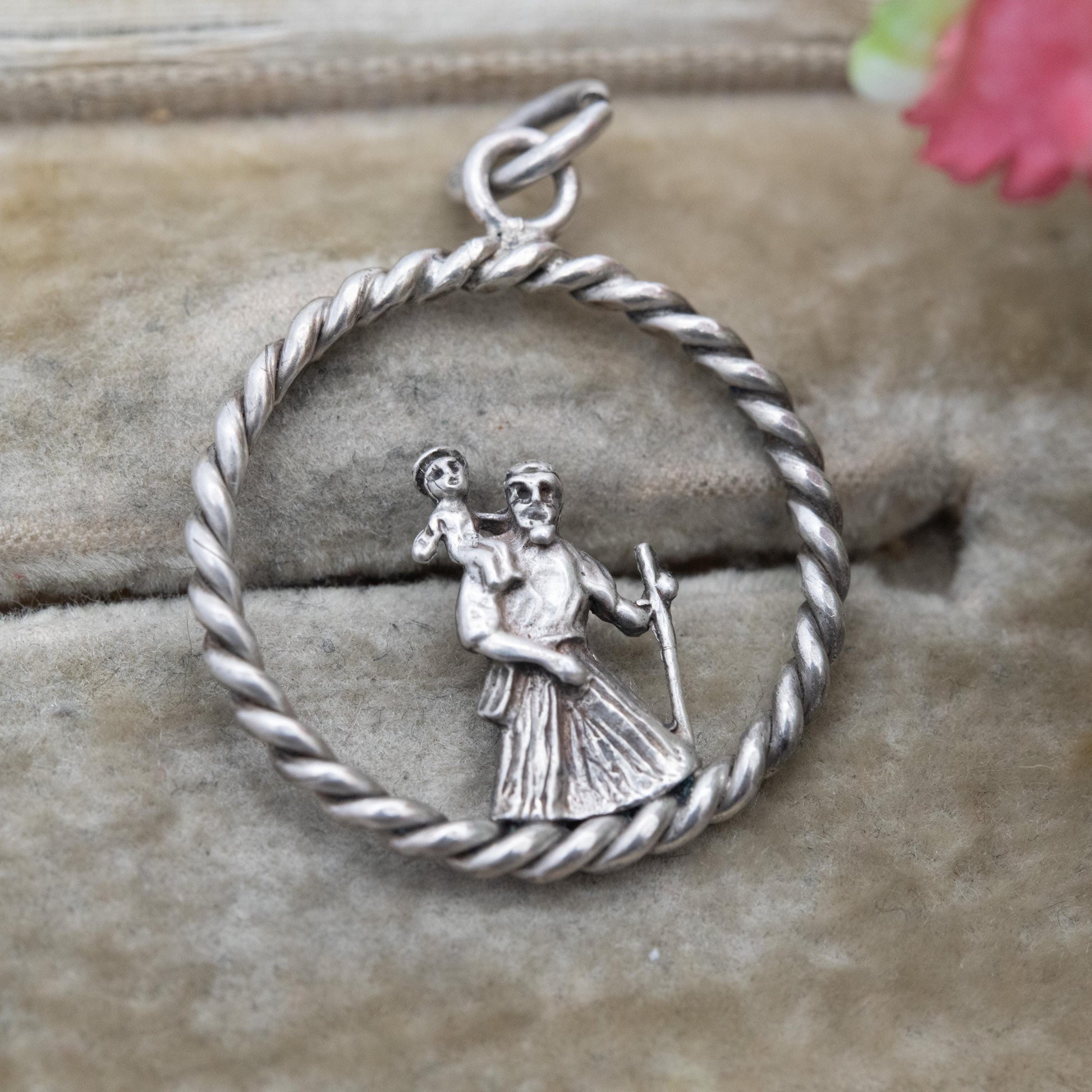 Vintage Sterling Silver St. Christopher Pendant - Openwork Saint of Travelling | Religious Jewellery