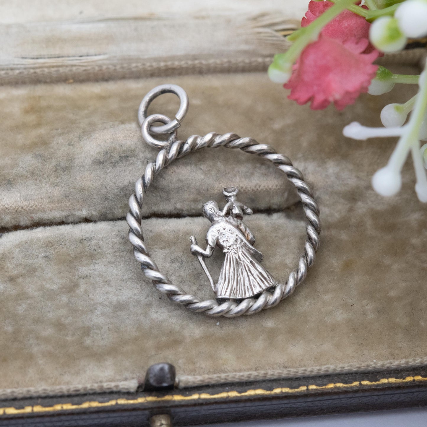 Vintage Sterling Silver St. Christopher Pendant - Openwork Saint of Travelling | Religious Jewellery