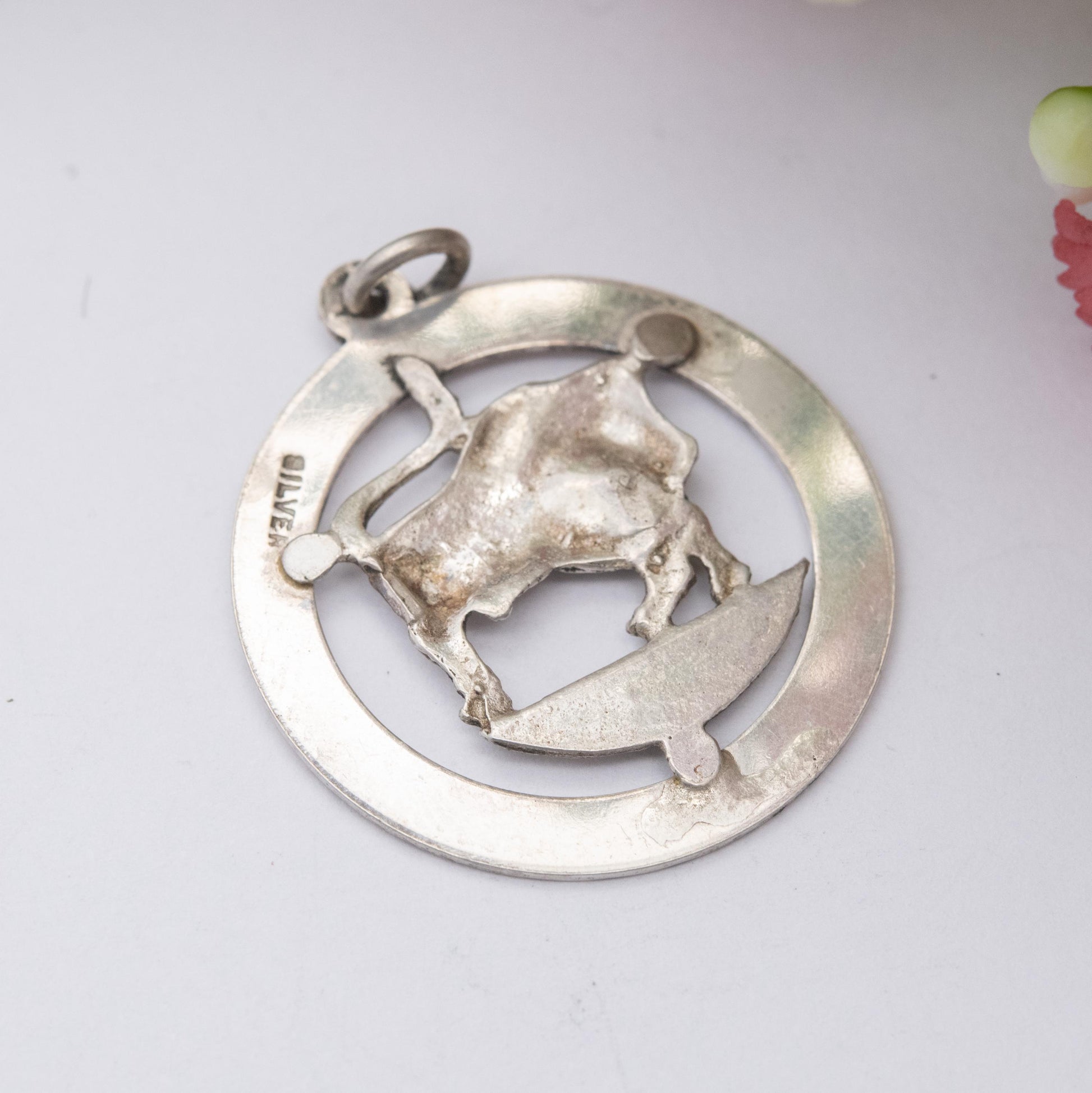 Vintage Sterling Silver Taurus Bull Charm Pendant - Astrological Zodiac Star Sign Symbol | April May Birthday Gift