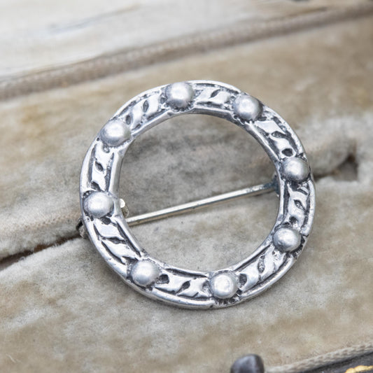 Sterling Silver Open Circle Brooch - Celtic Style Design | Unisex Gift