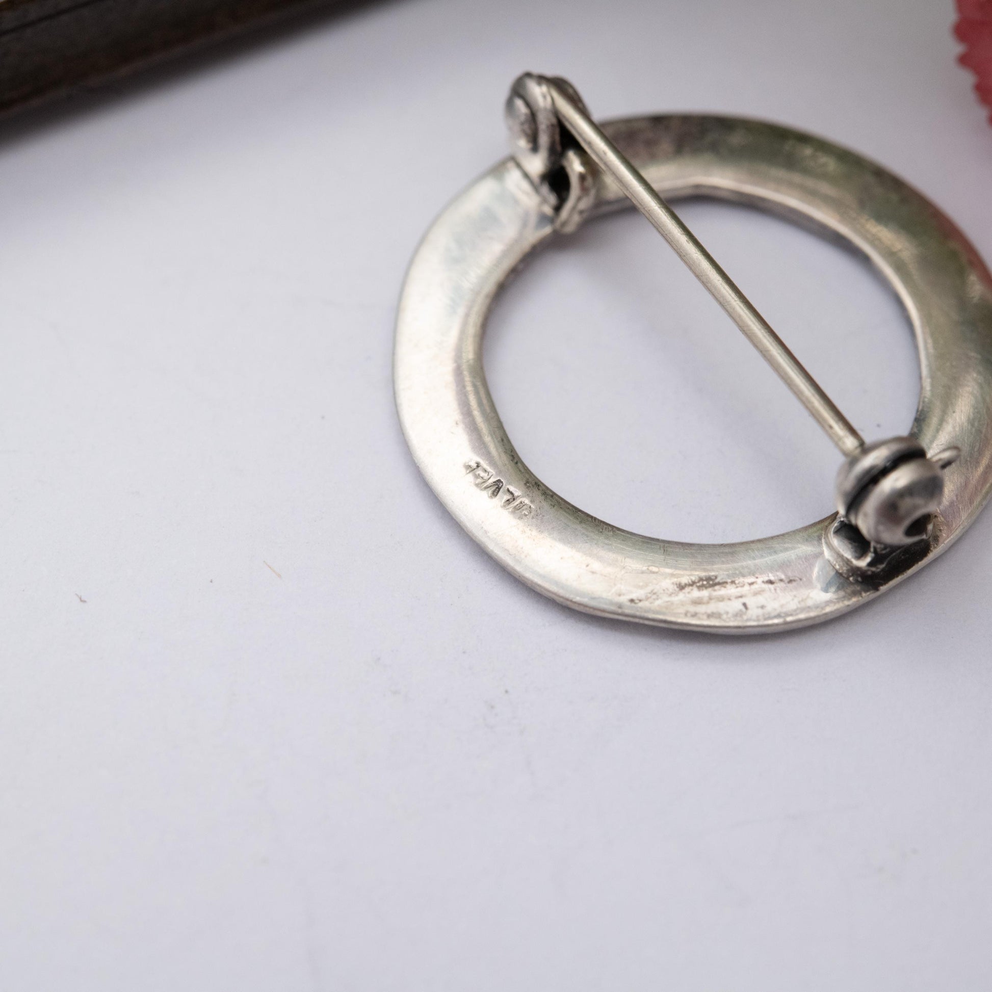 Sterling Silver Open Circle Brooch - Celtic Style Design | Unisex Gift