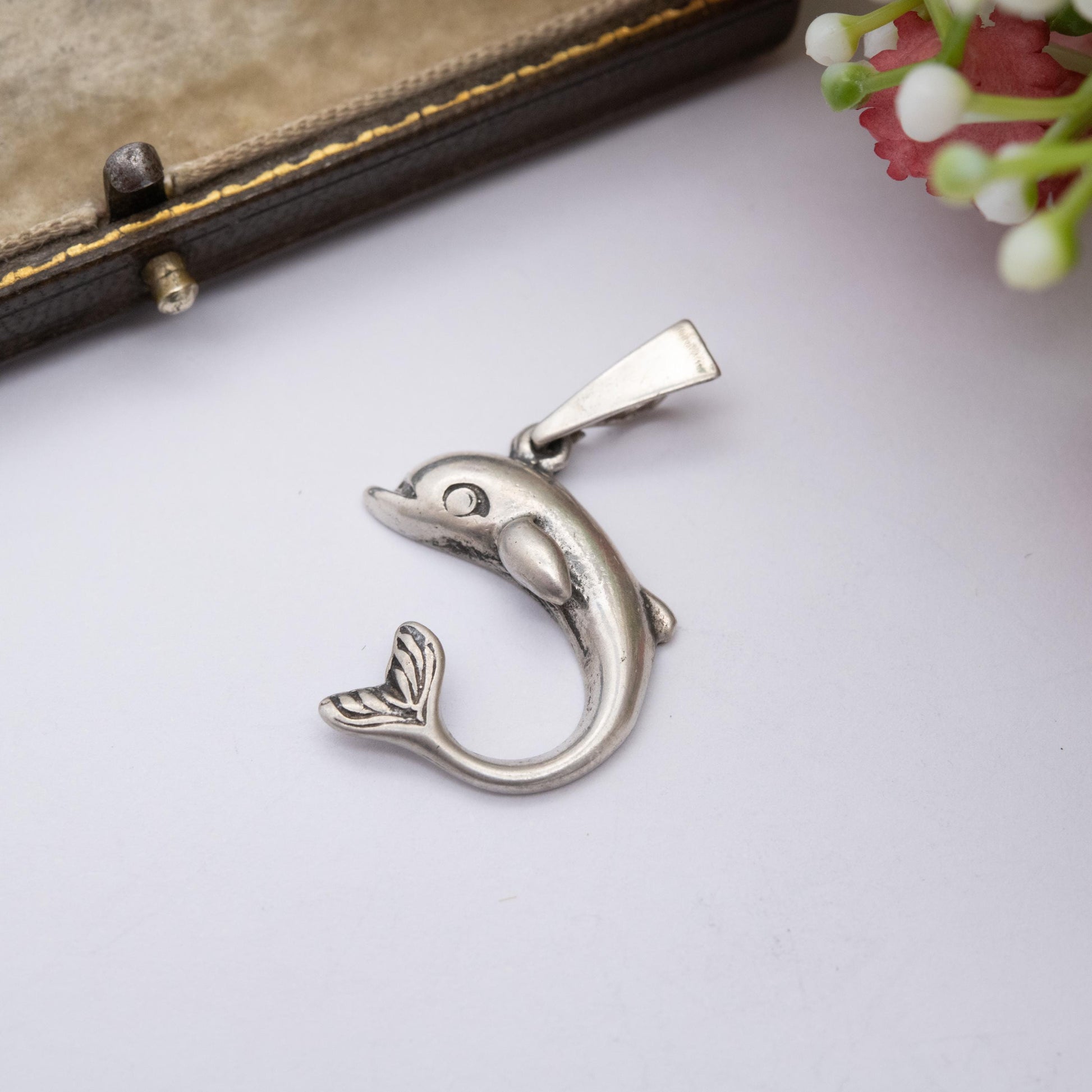 Vintage Sterling Silver Dolphin Pendant - Sea Creature | Gift for Animal Lover | Sweet Gift for Her