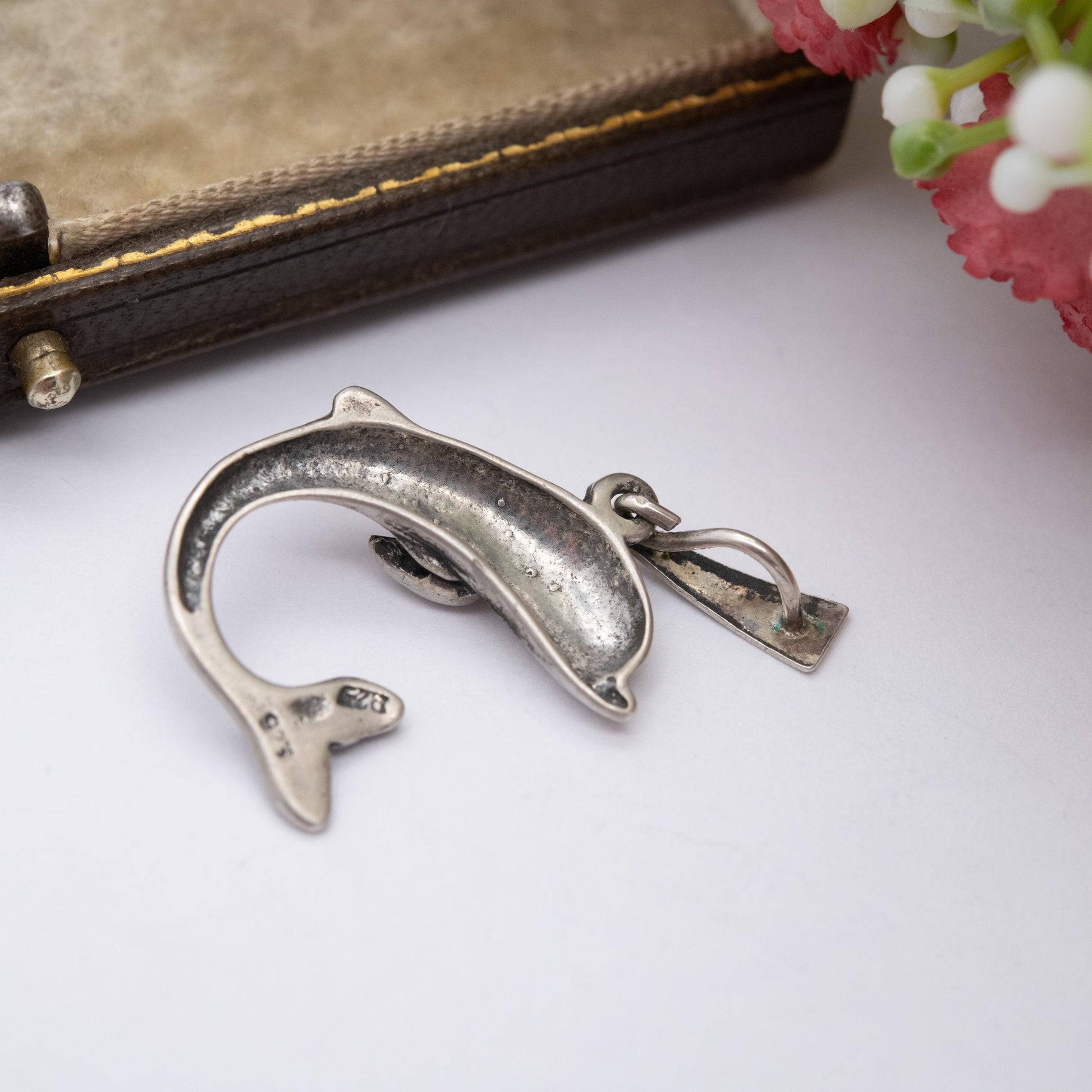 Vintage Sterling Silver Dolphin Pendant - Sea Creature | Gift for Animal Lover | Sweet Gift for Her