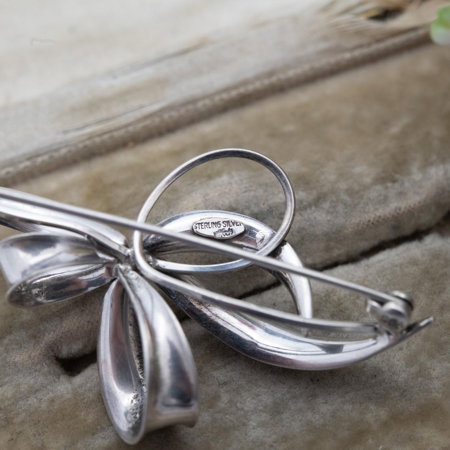 Vintage Kollmar and Jourdan Sterling Silver Flower Brooch - Mid-Century Designer Jewellery | Modernist Lily
