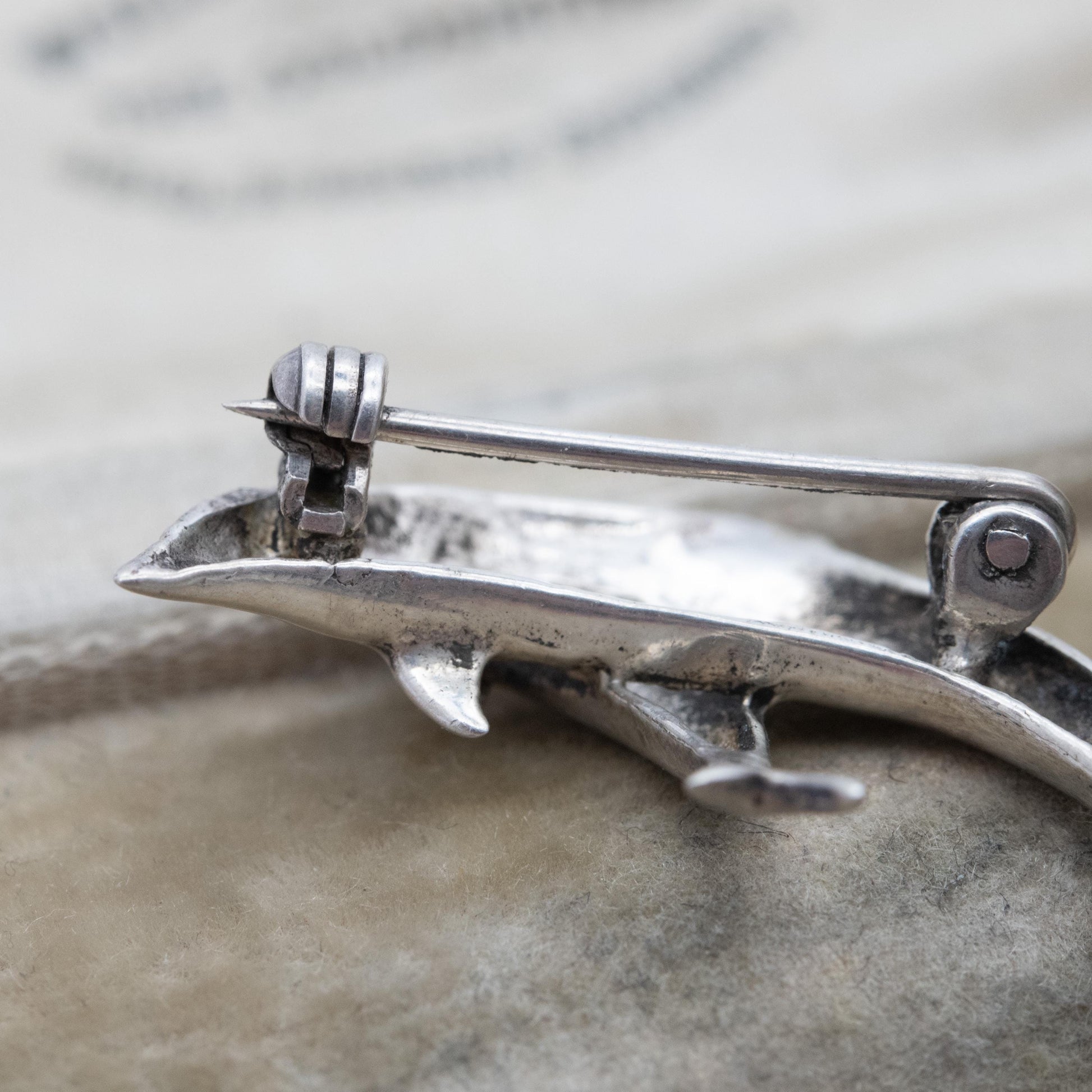Vintage Sterling Silver Dolphins Brooch - Sea Life Jewellery | Gift for Animal Lover