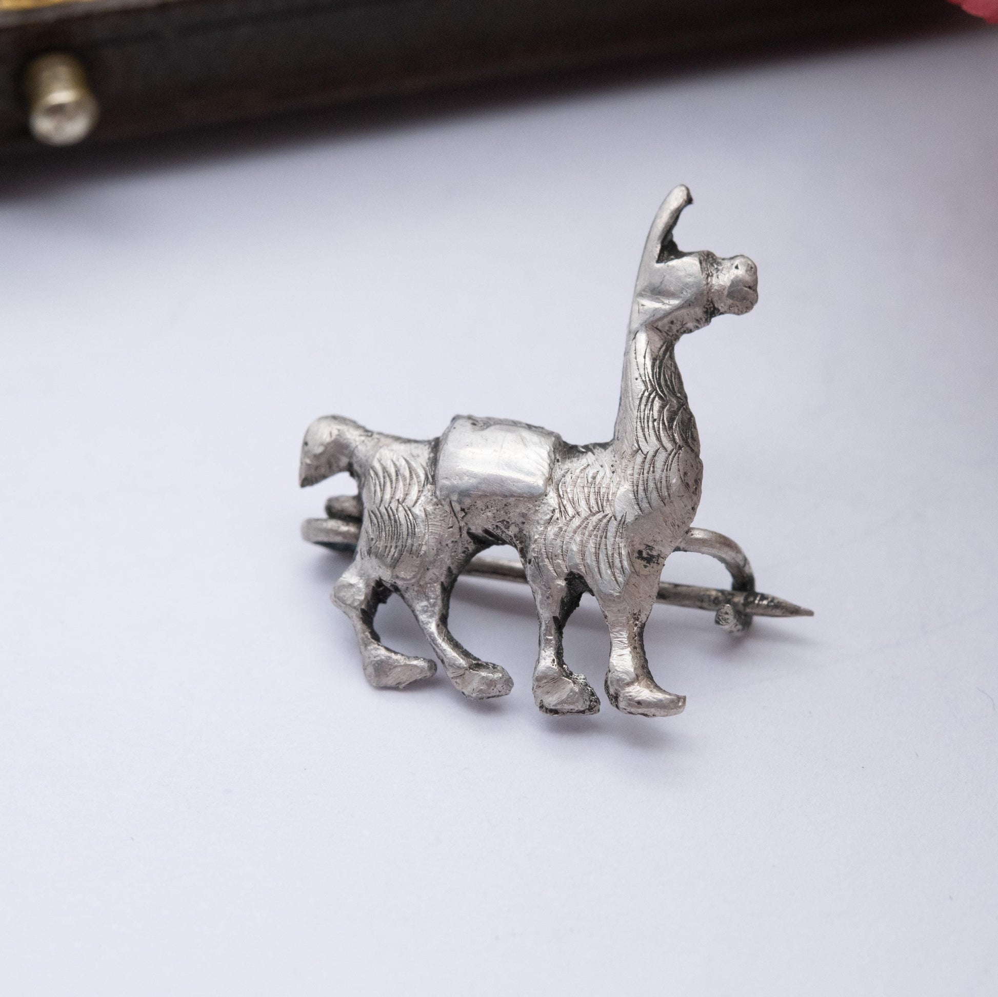 Vintage Sterling Silver Llama Brooch - Peru Silver Animal | Textured Silver Alpaca | Peruvian Souvenir Gift